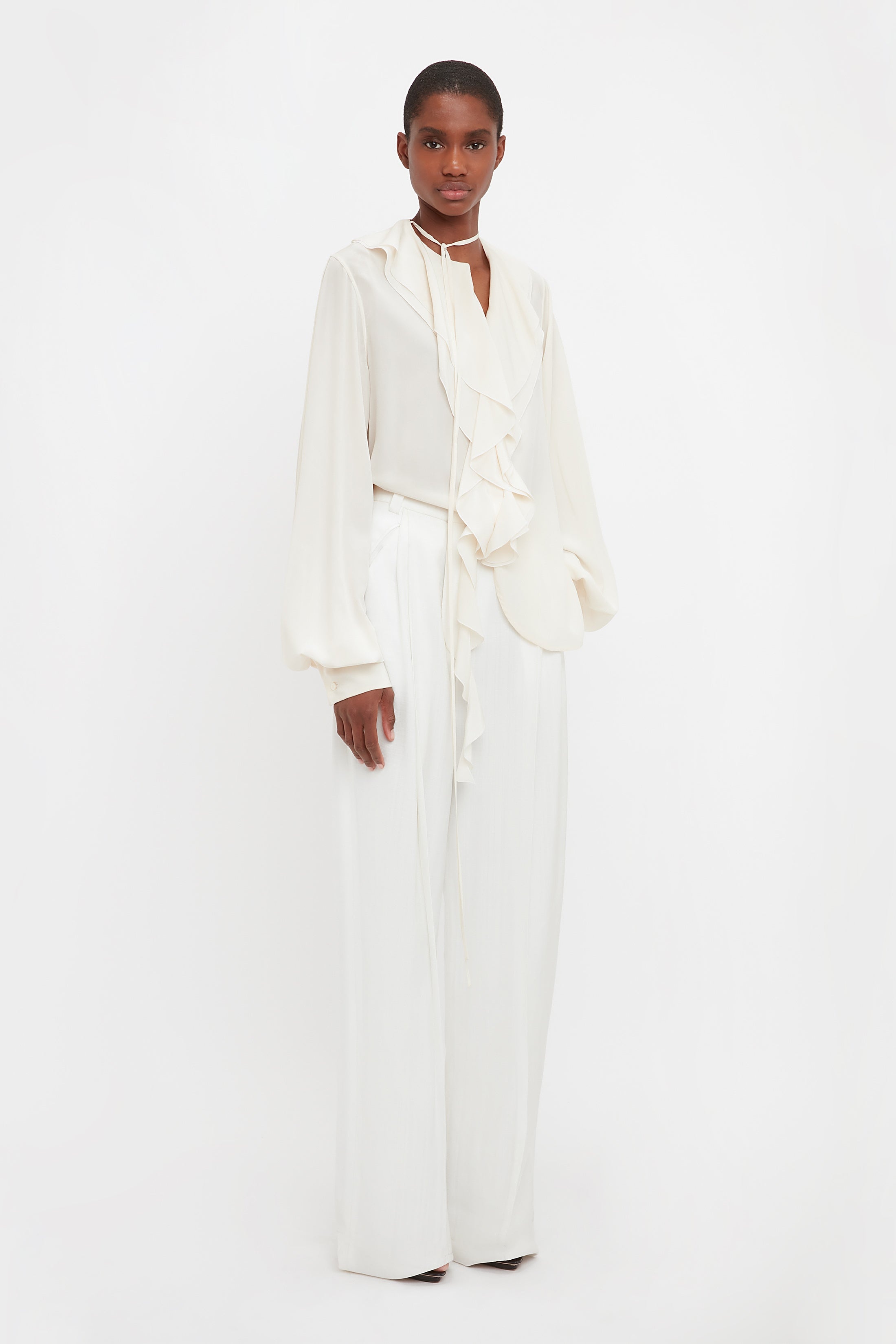 Wide Leg Trouser In White - 3