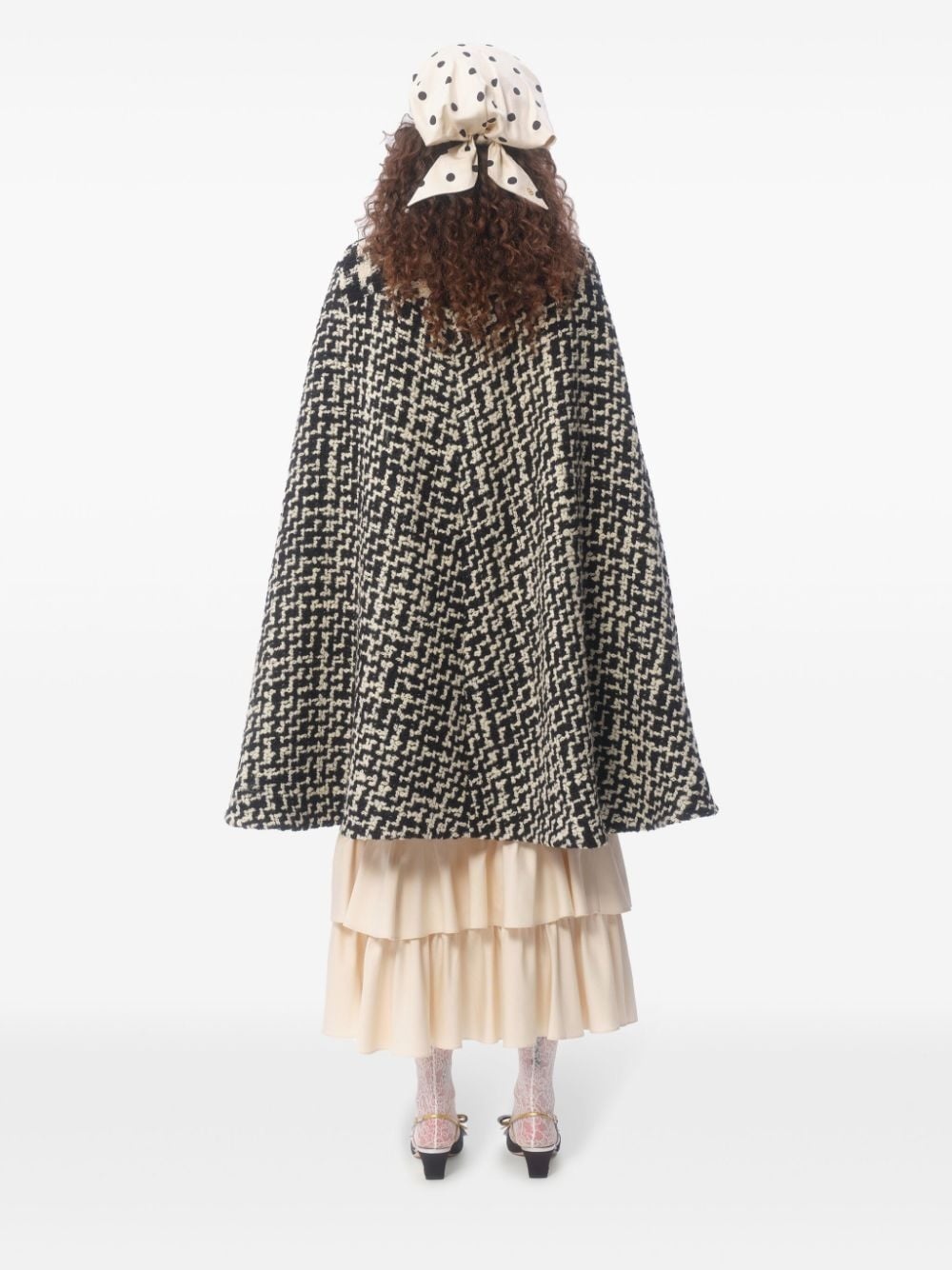 houndstooth-pattern cape - 4