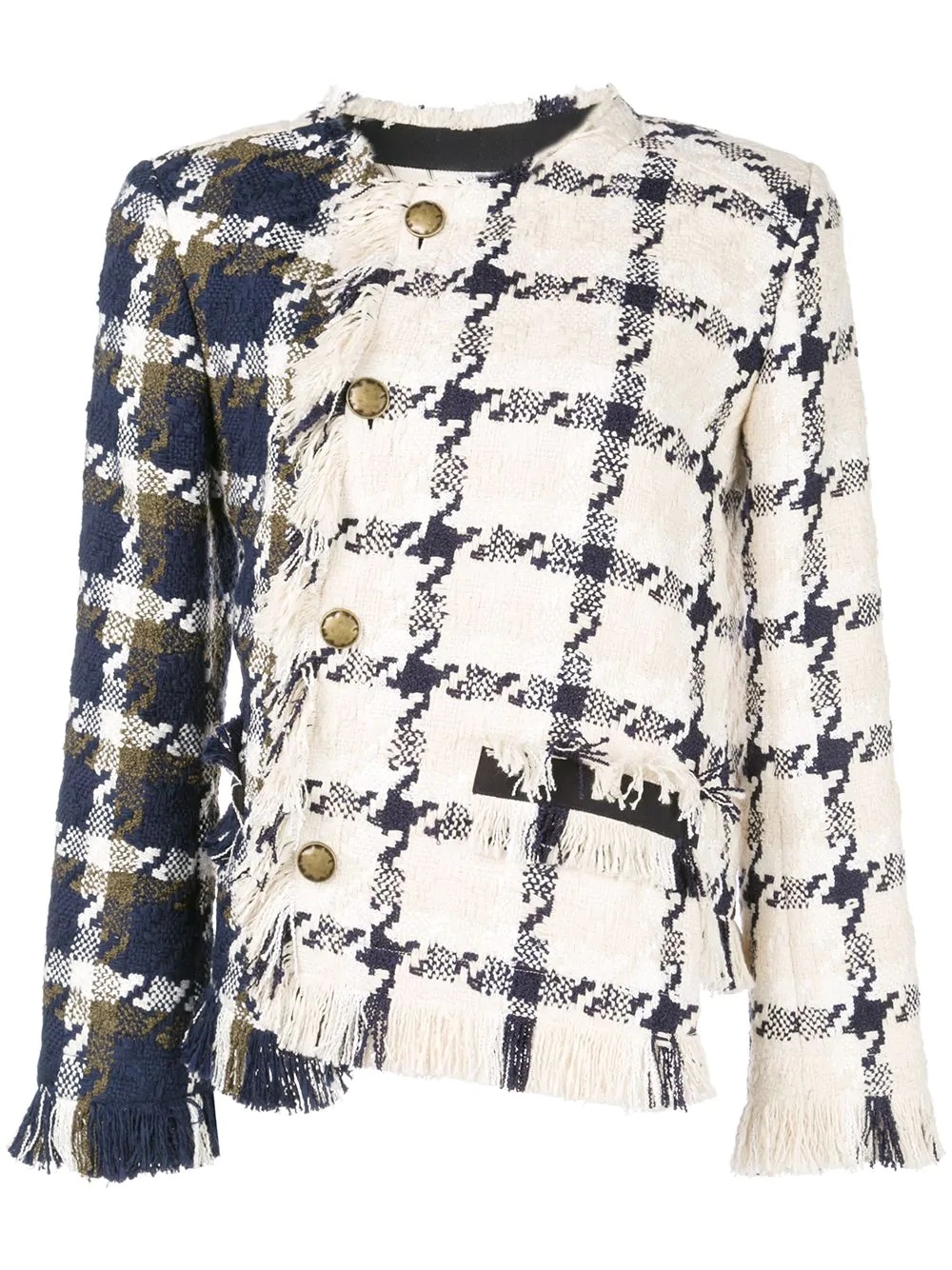 two-tone twisted tweed jacket - 1