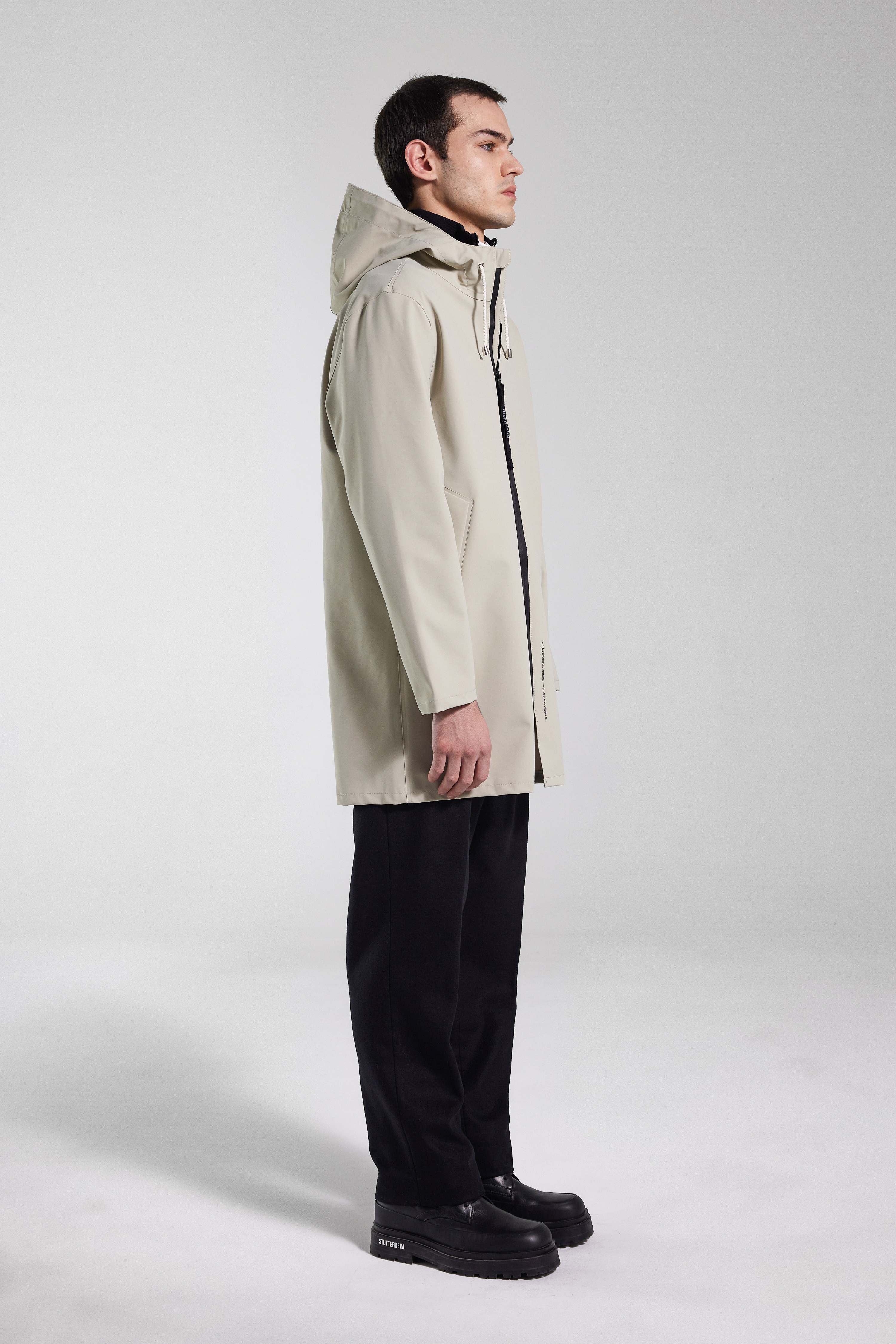 Stockholm Lightweight Zip Matte Raincoat Pelican - 3