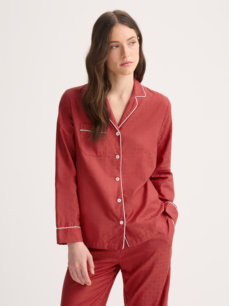 Women's Pajamas Cotton Jacquard Red Rose Motif 3