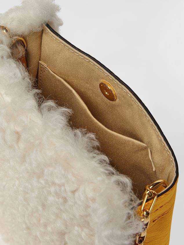 MUSEO SOFT BAG IN YELLOW AND GREEN SHEARLING AND CALF LEATHER - 5