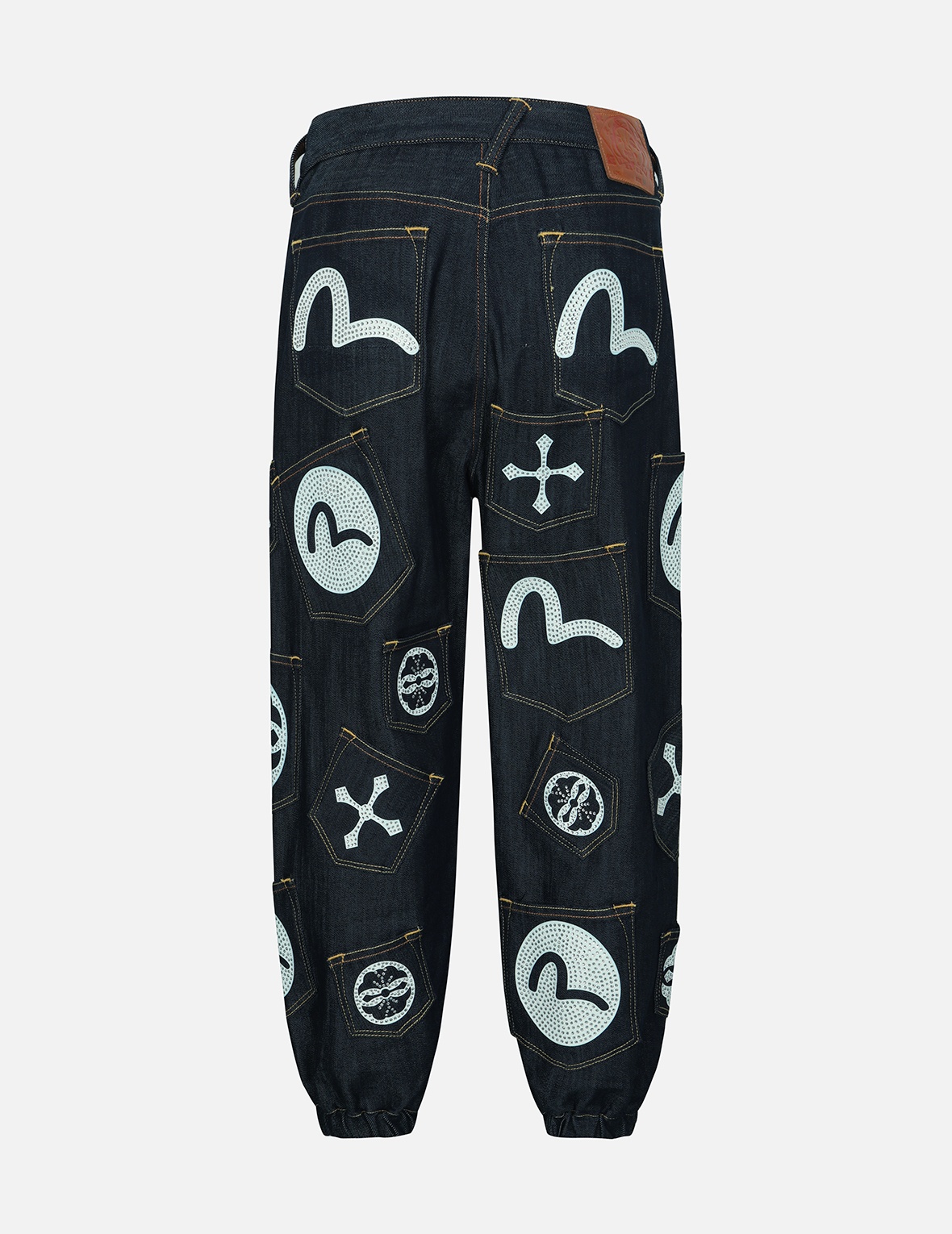 MULTI POCKET WITH RHINESTONE LOOSE FIT DENIM JOGGERS - 2