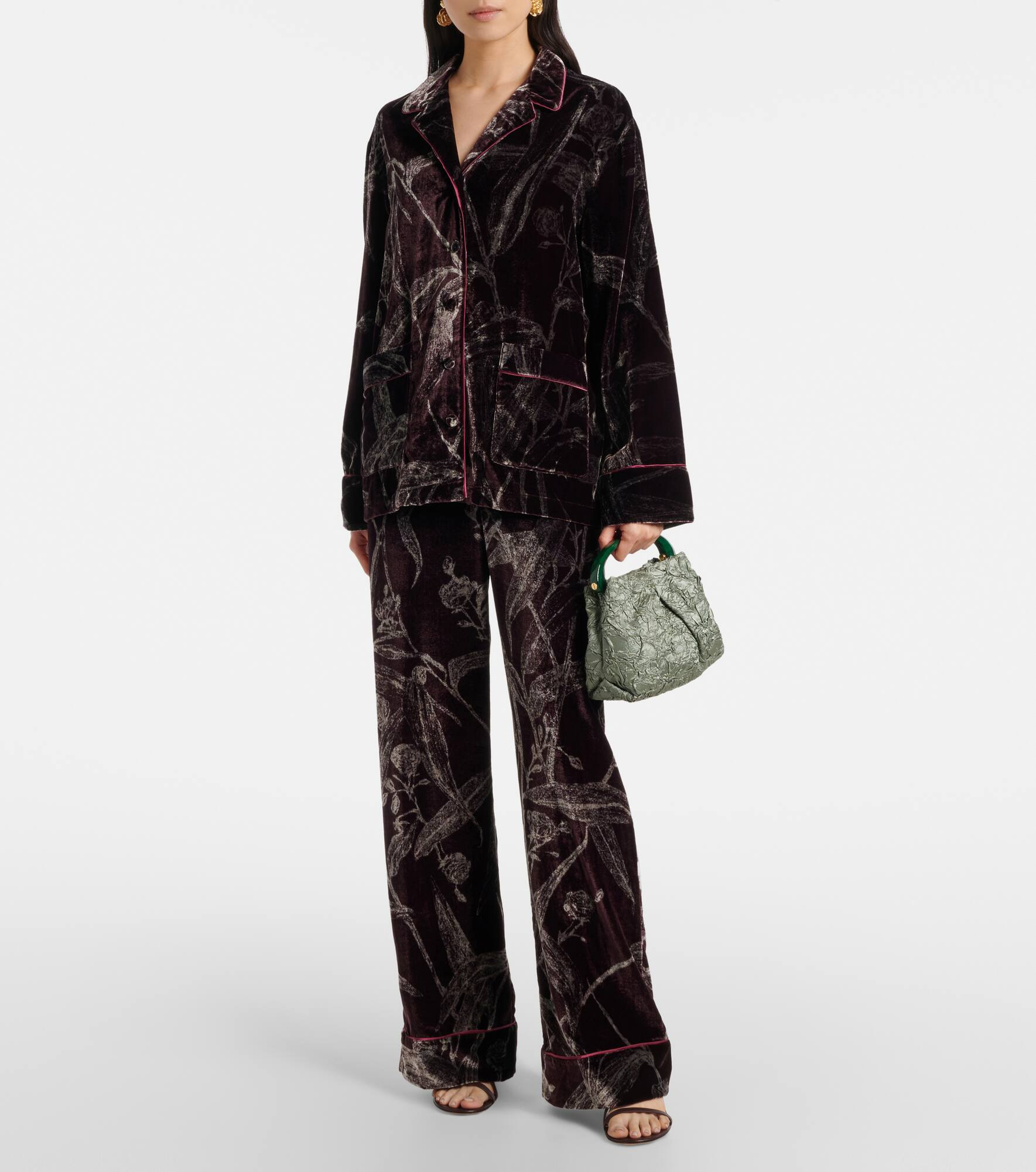 Floral satin pajama shirt - 2