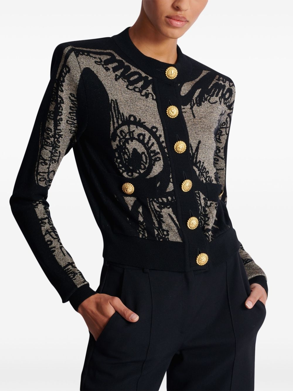 intarsia-knit logo cardigan - 6