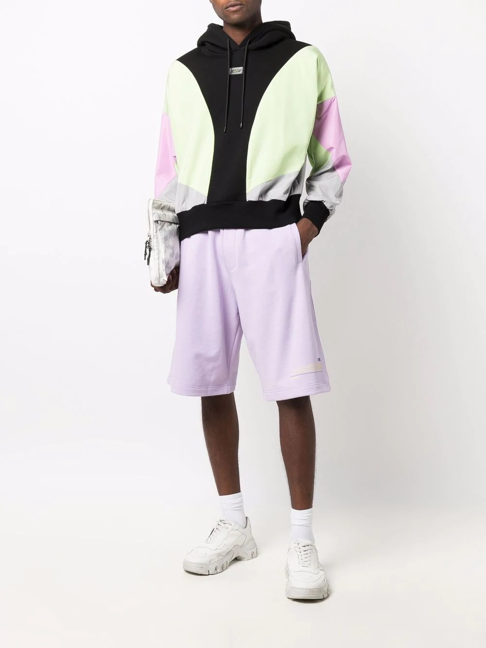 knee-length cotton track shorts - 4