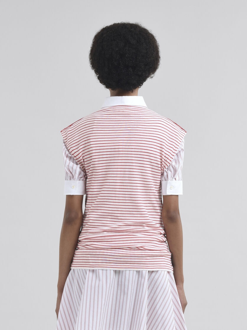 SLEEVELESS STRIPED KNITTED TOP WITH CONTRASTING BACK PANEL - 3