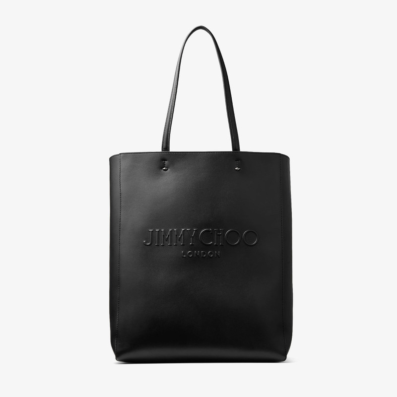 Lenny North-South L Black/Gunmetal Leather Tote Bag 1