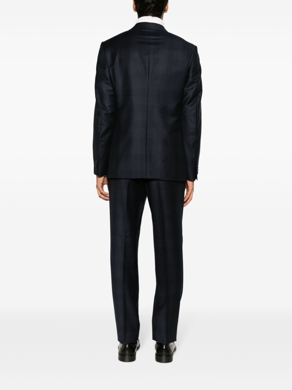 single-breasted checked wool suit - 4
