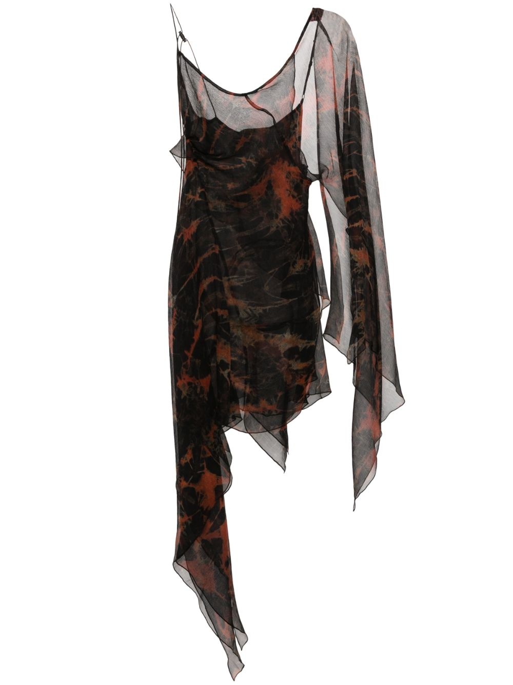 acid flame-print silk dress - 1