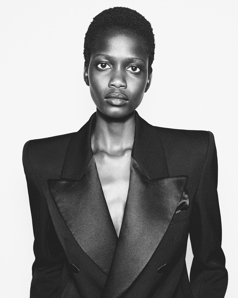SAINT LAURENT double-breasted tuxedo jacket in grain de poudre outlook