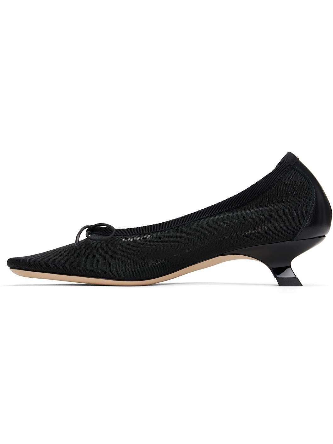Black Mesh Ballerina Heels - 3