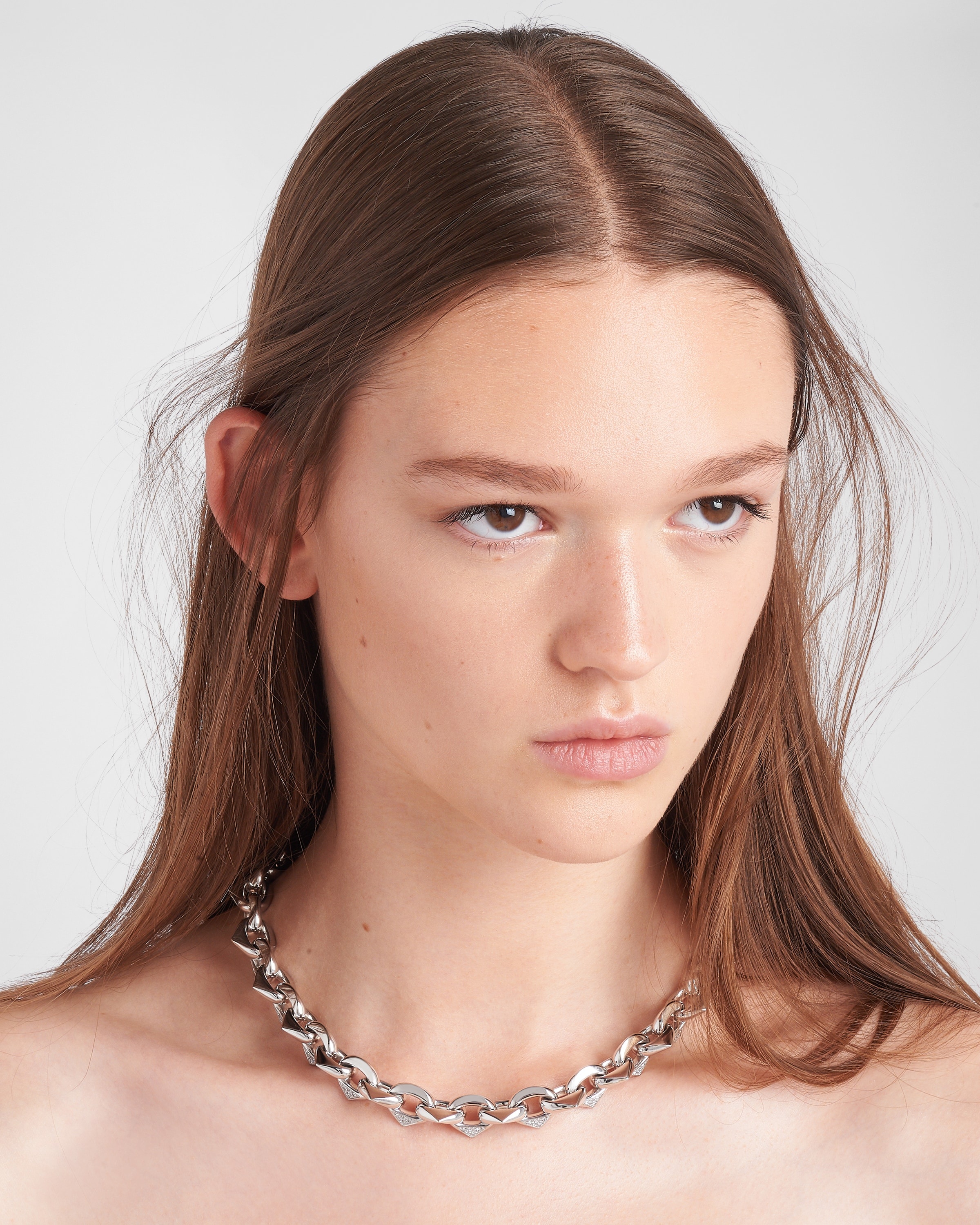 Eternal Gold chain necklace in white gold with pavé diamonds - 4