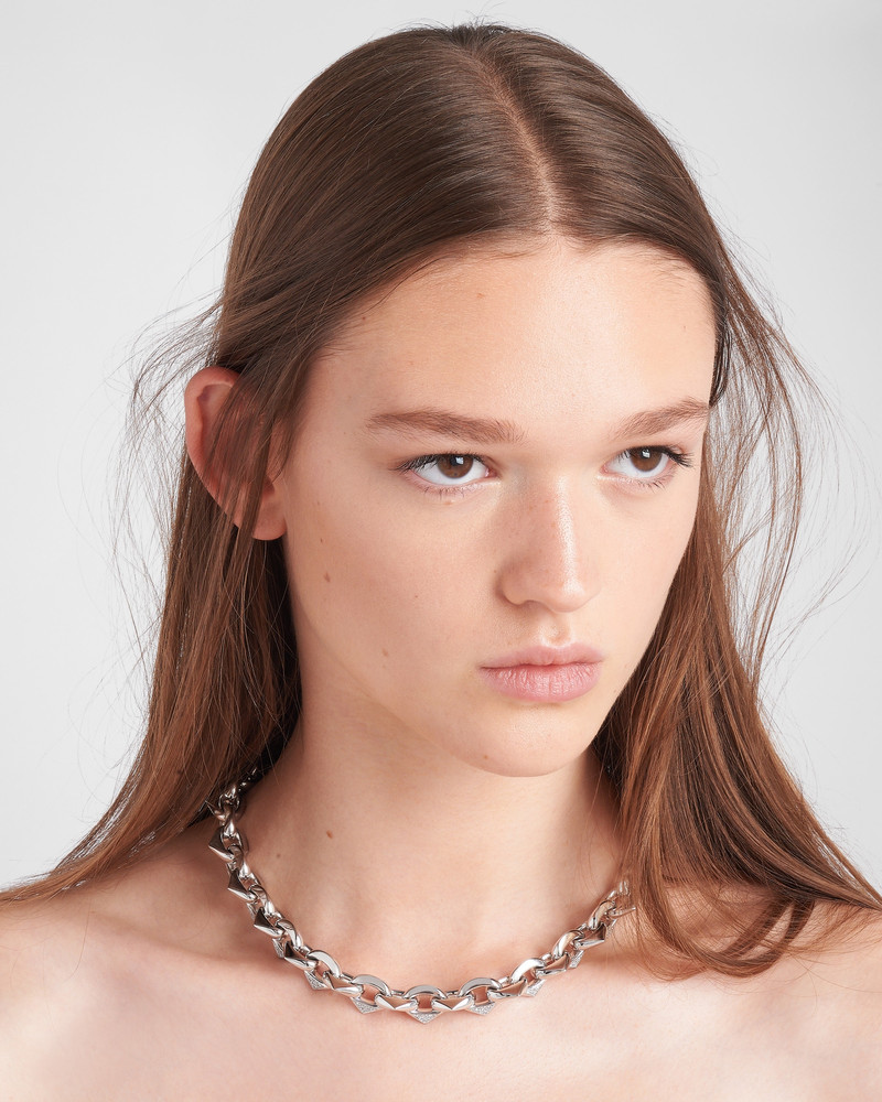 Eternal Gold chain necklace in white gold with pavé diamonds 4