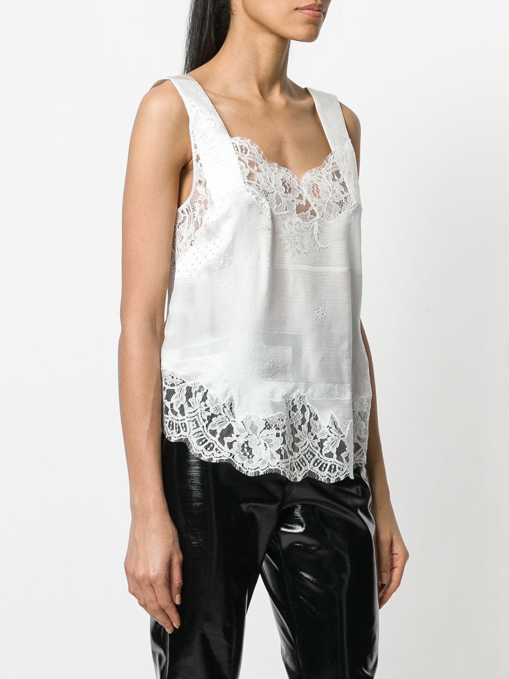 lace trim vest top - 3