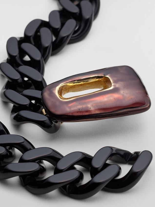 TRAPEZE NECKLACE IN METAL RESIN AND BLACK ENAMEL - 2