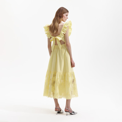 self-portrait Yellow Cotton Midi Dress outlook