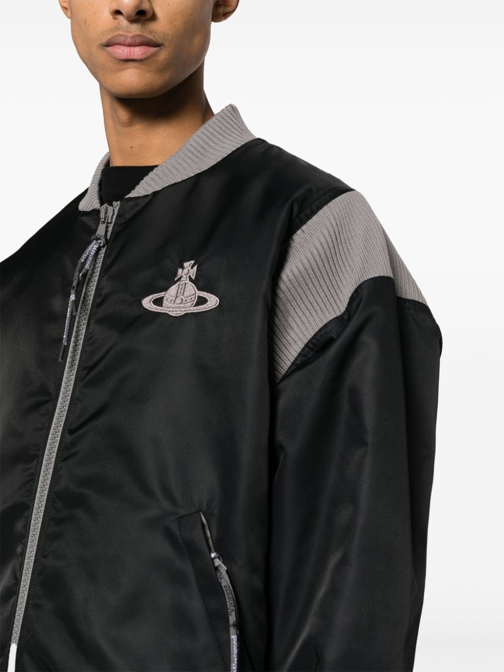 Orb-embroidered cotton bomber jacket - 5