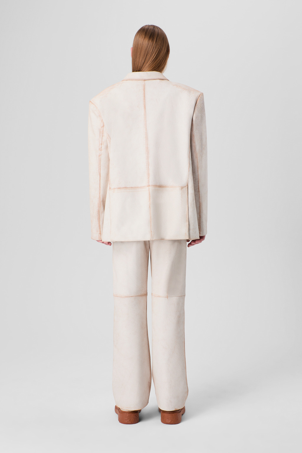 White cracked leather trousers - 4