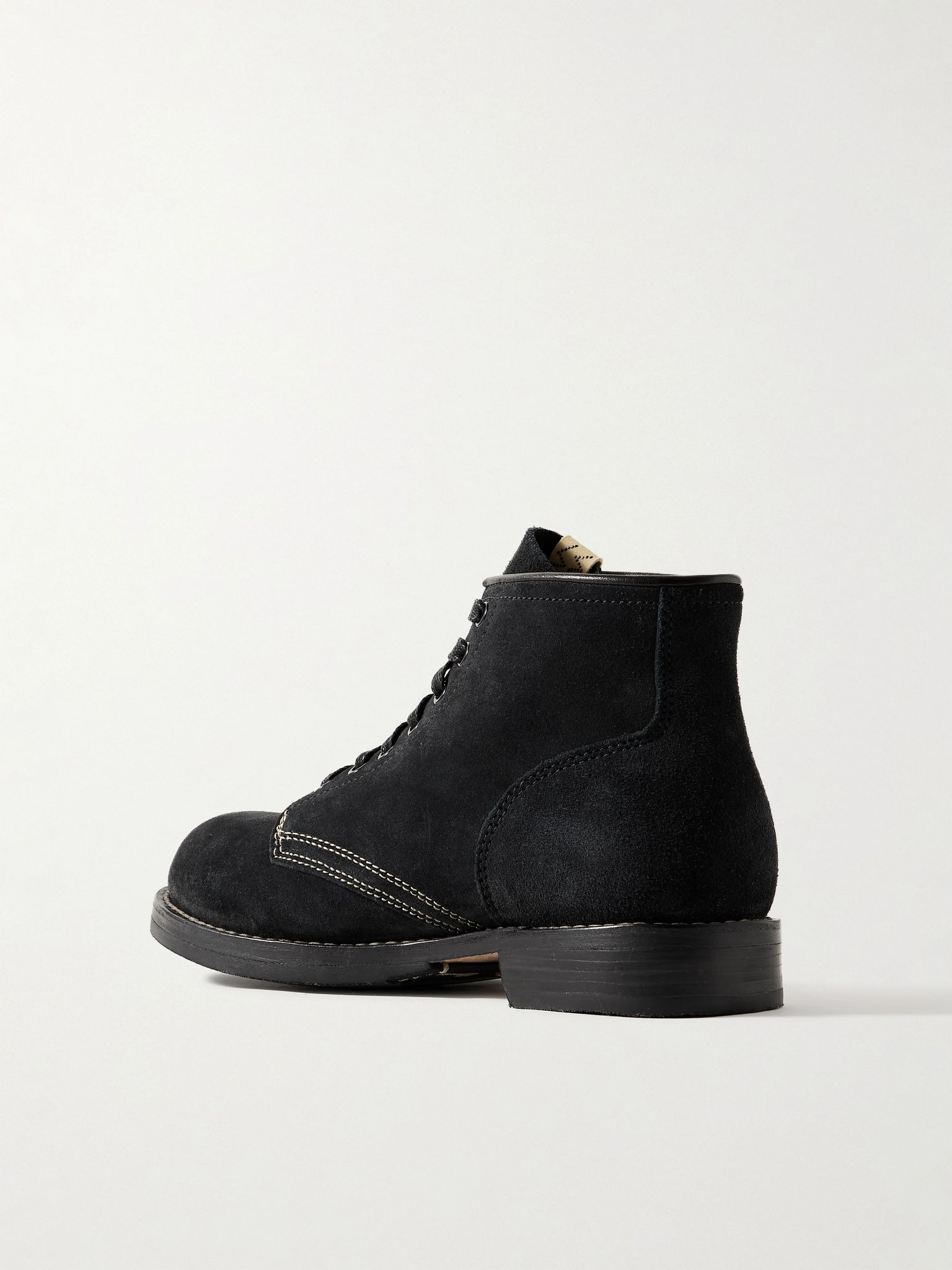 Brigadier-Folk Leather-Trimmed Suede Boots Black - 4