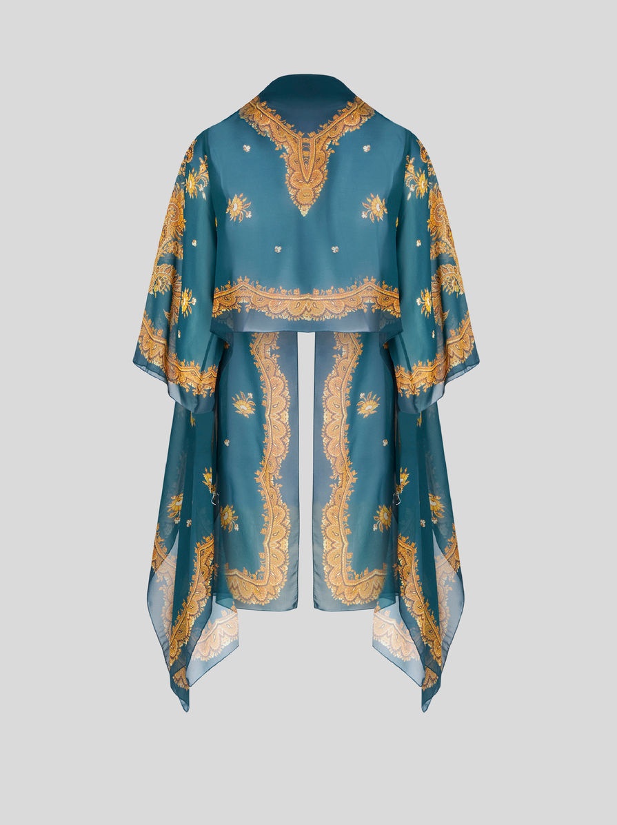 GEORGETTE SHRUG SHAWL WITH LEAFY PAISLEY PATTERN - 5