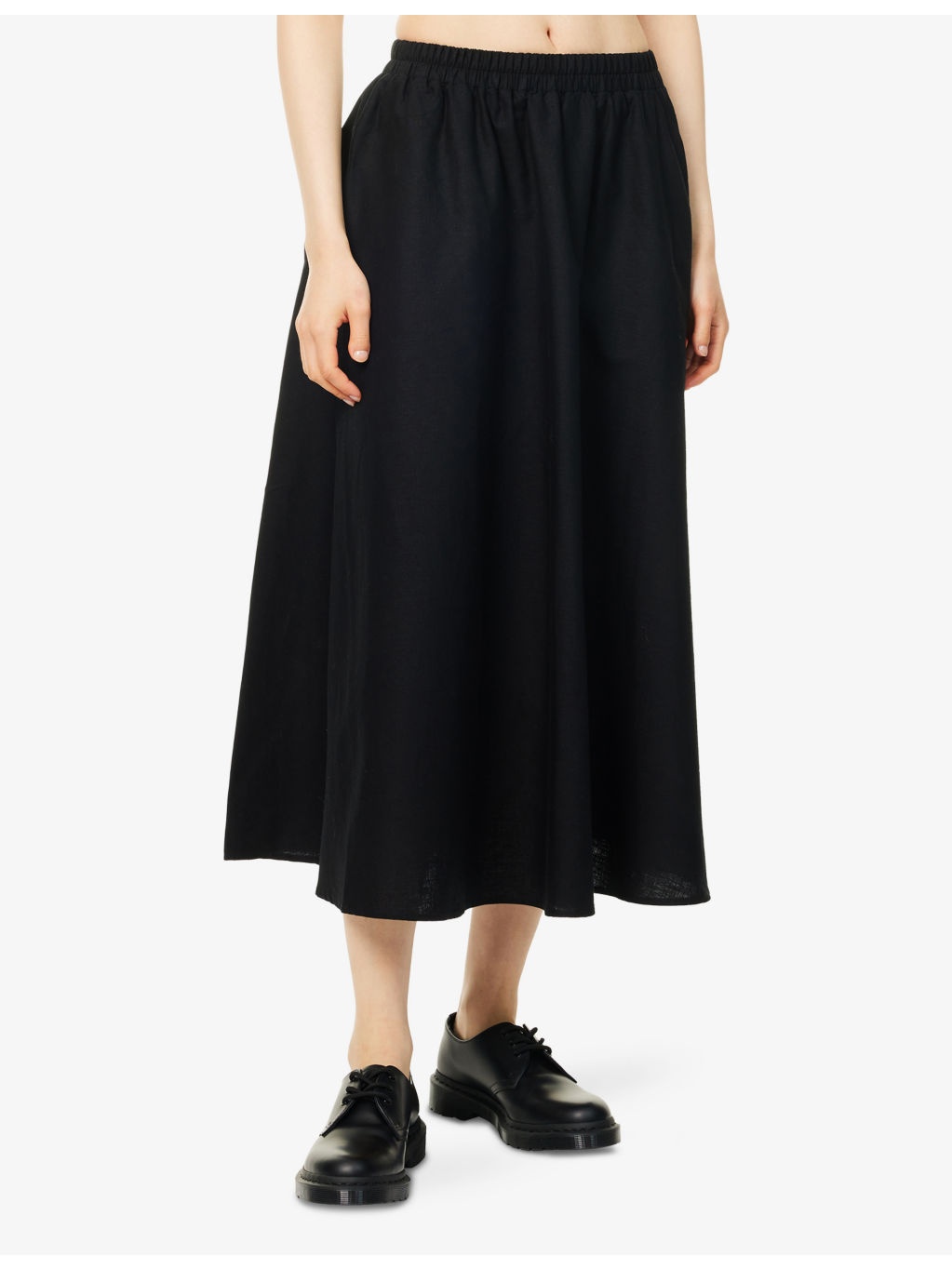 Elsie Flared Cotton And Linen Midi Skirt - 3