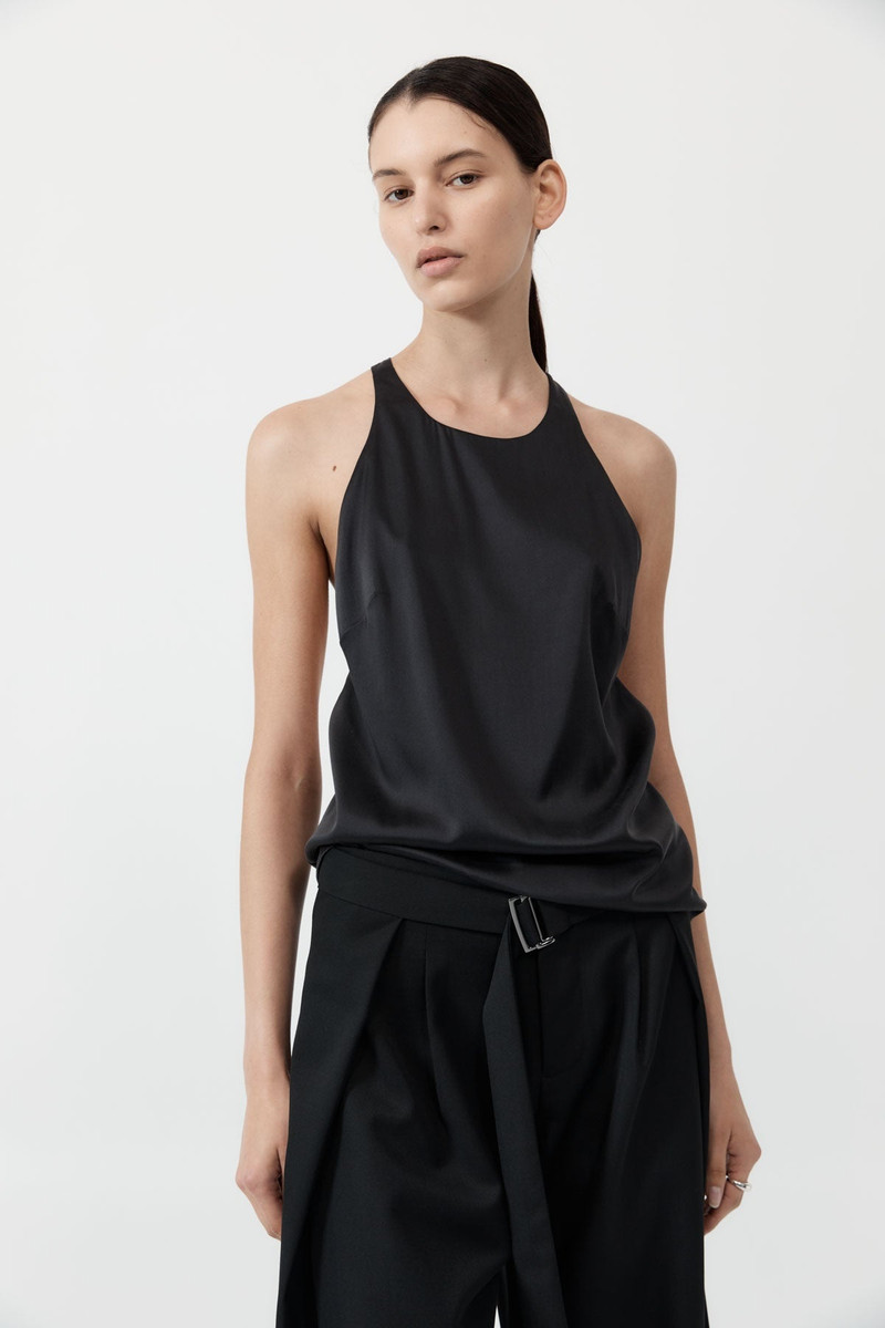 Soft Silk Suspender Top - Black 2