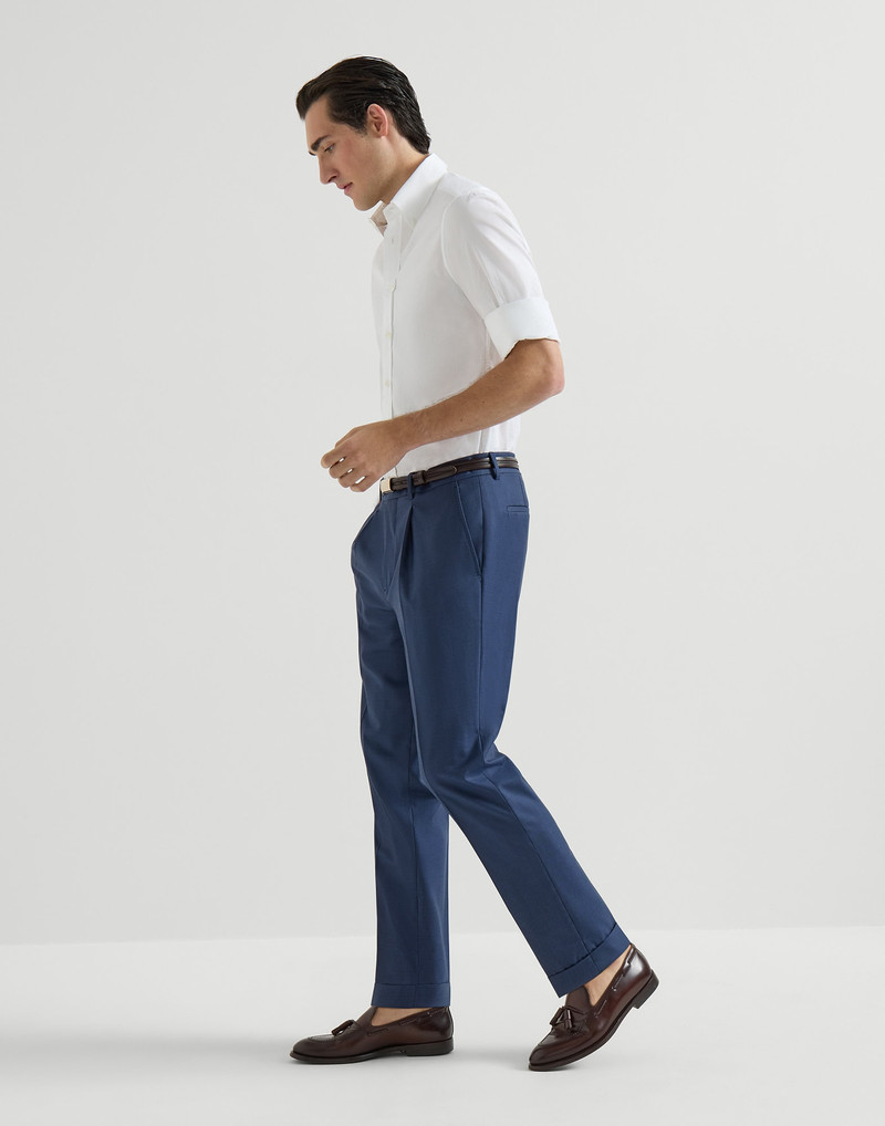 Super 150s virgin wool houndstooth trousers with pleat 5
