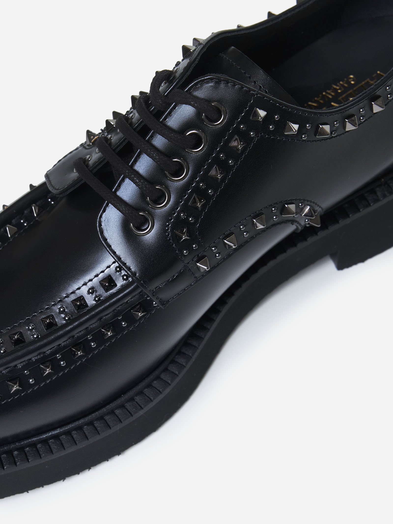 Rockstud leather derby shoes - 4