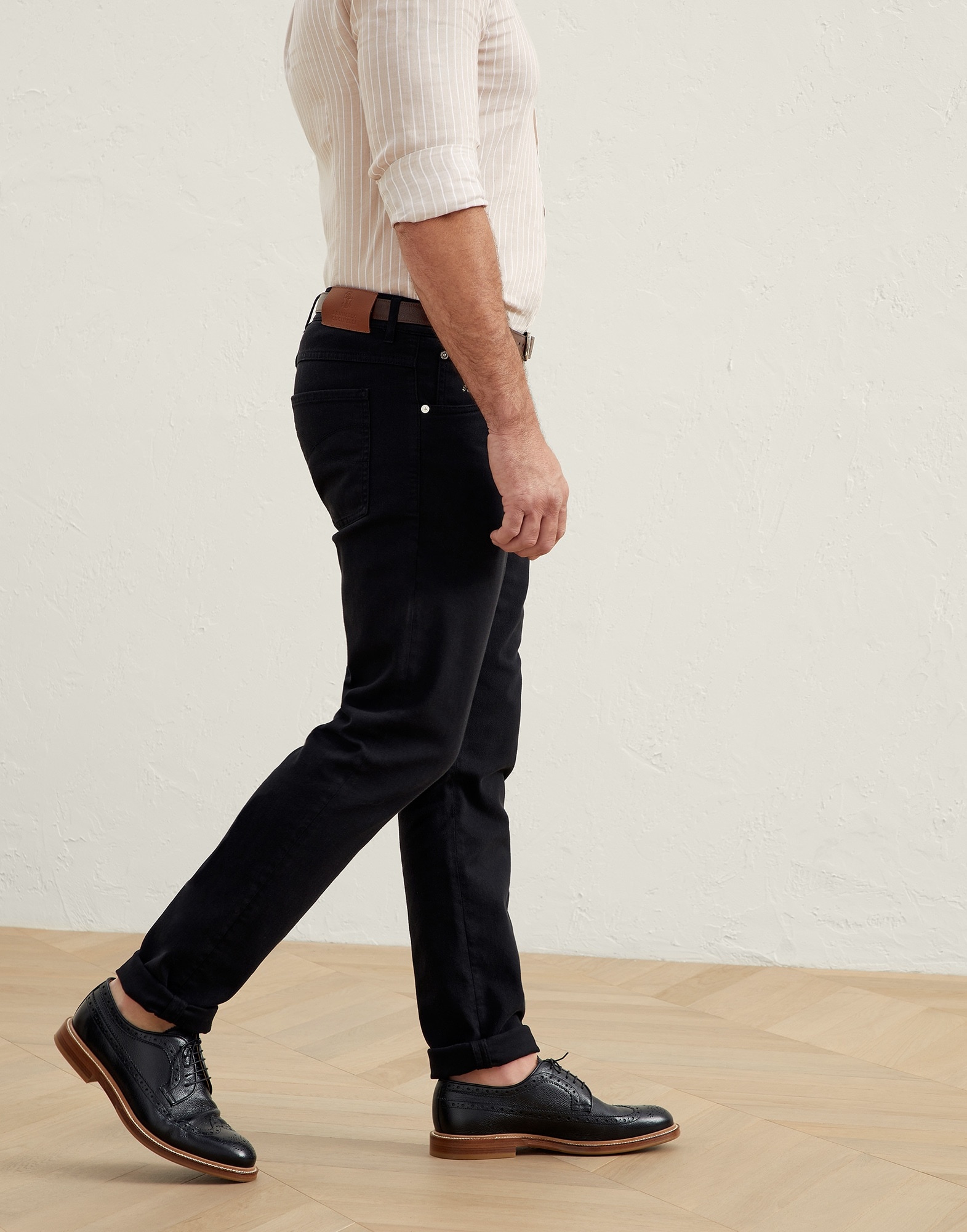 Lightweight dyed denim slim fit five-pocket trousers - 2