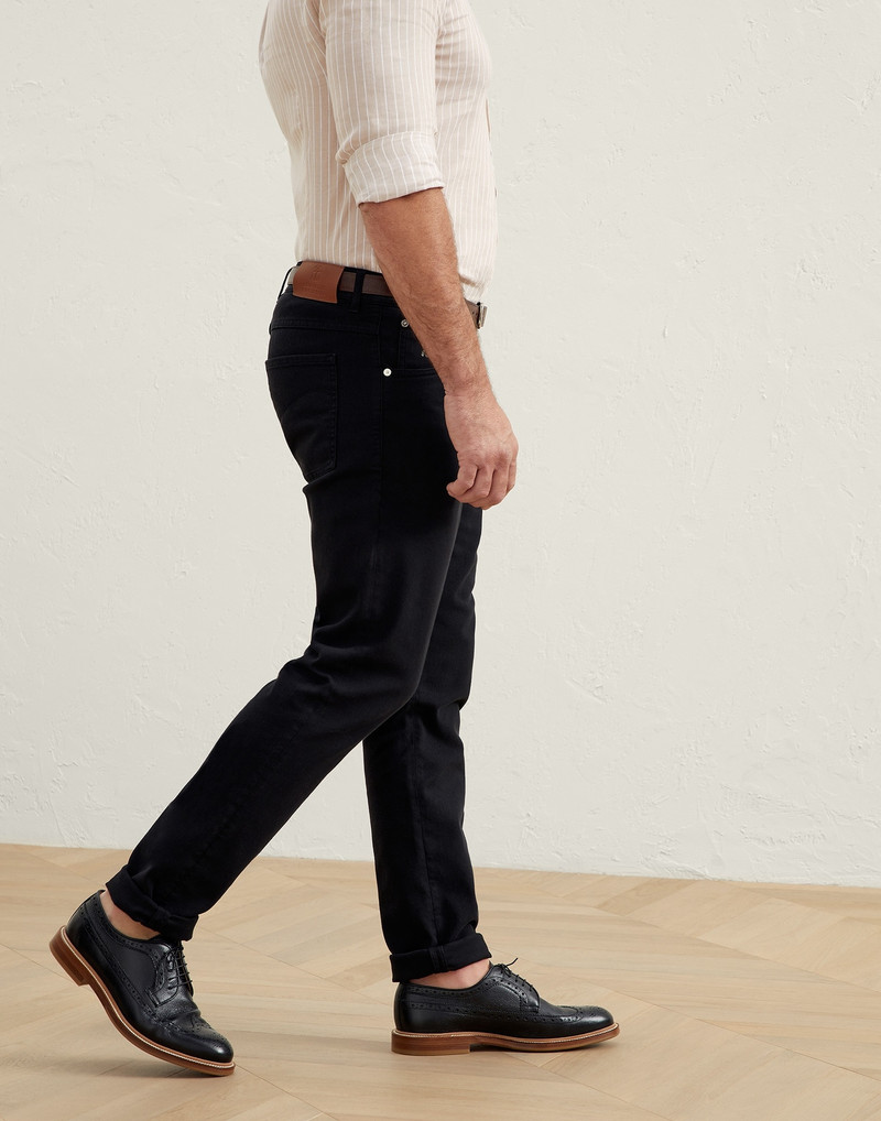 Lightweight dyed denim slim fit five-pocket trousers 2