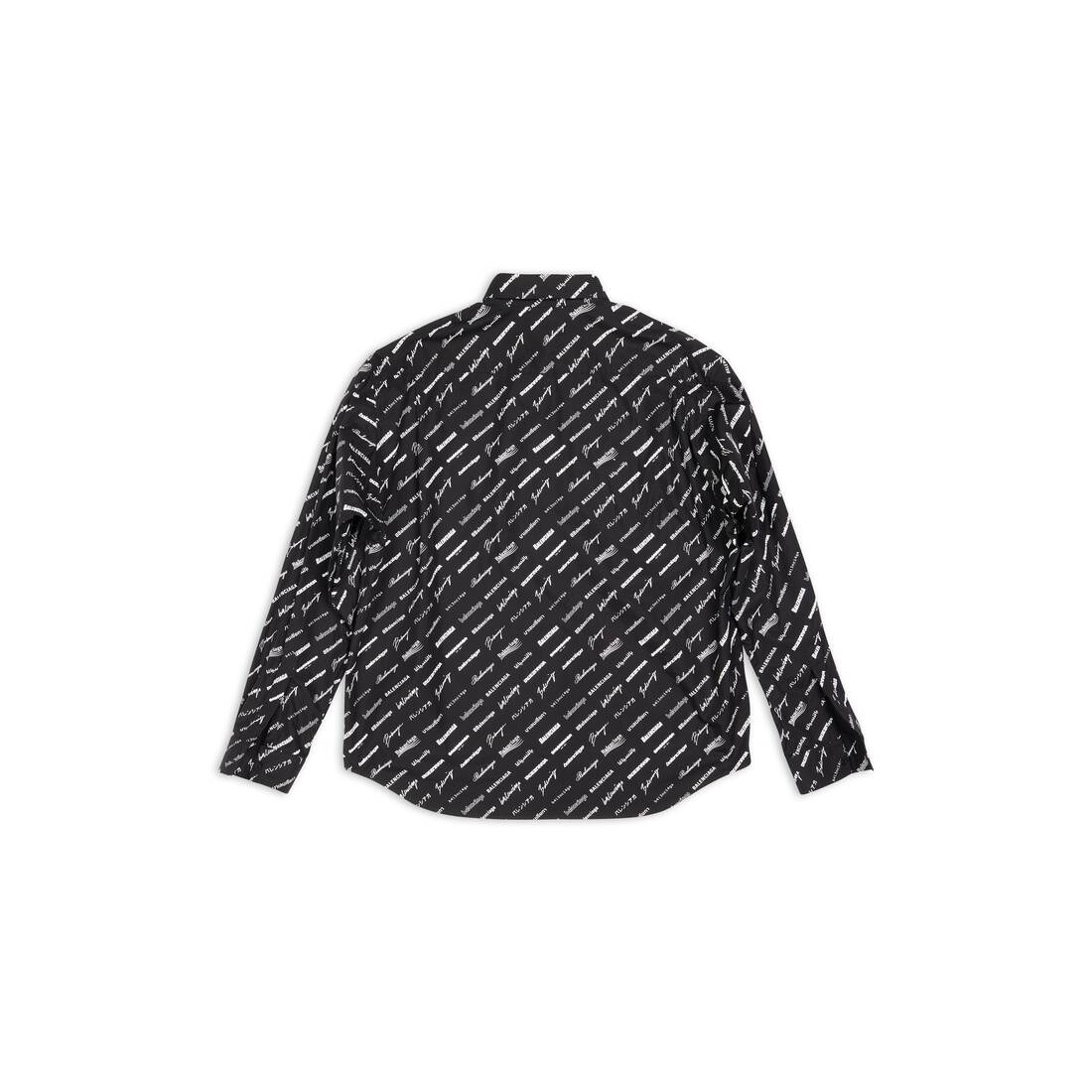 Men's Logomania All Over Long Sleeve Shirt Large Fit in Black - 7