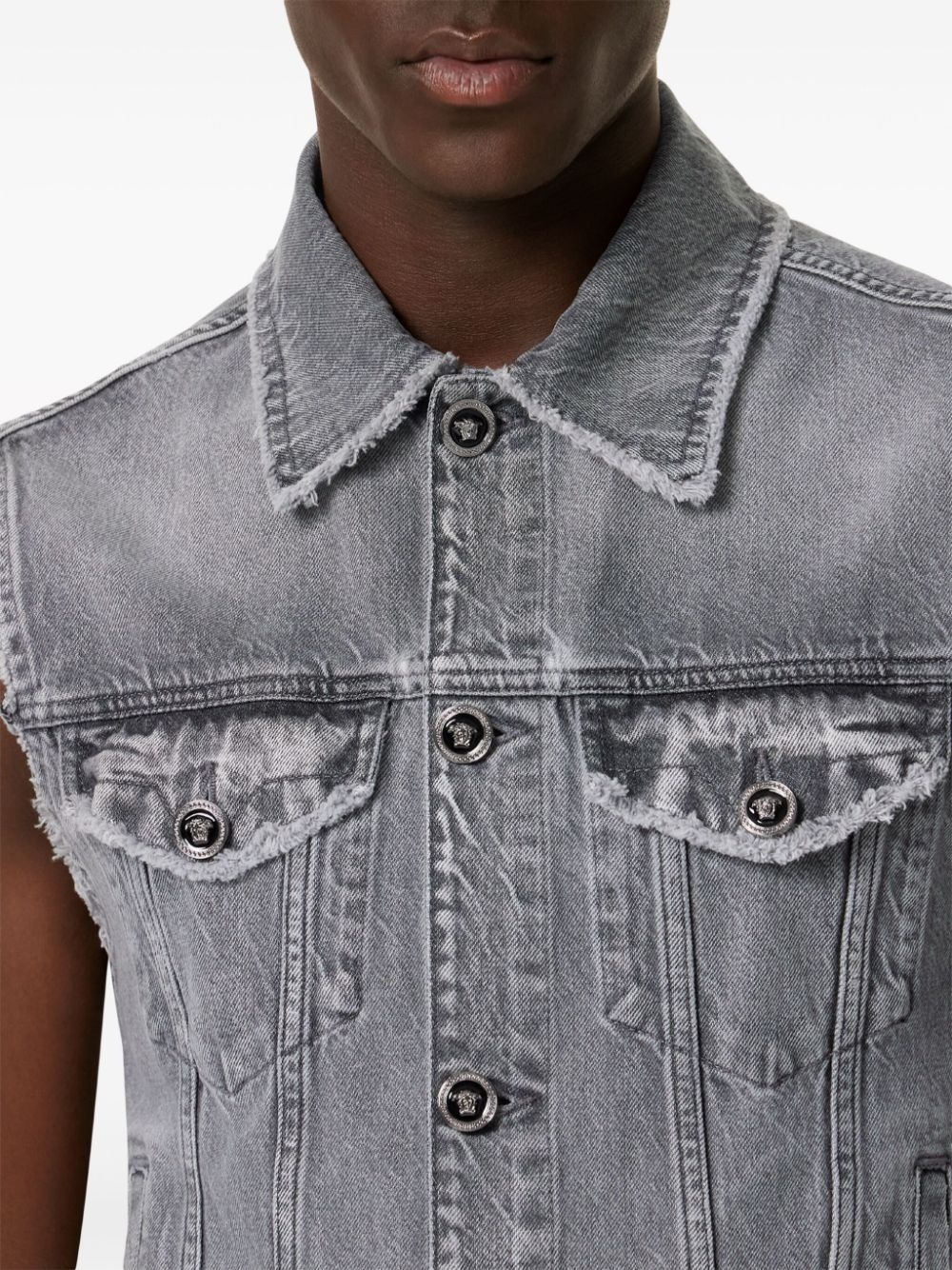 frayed denim gilet - 5