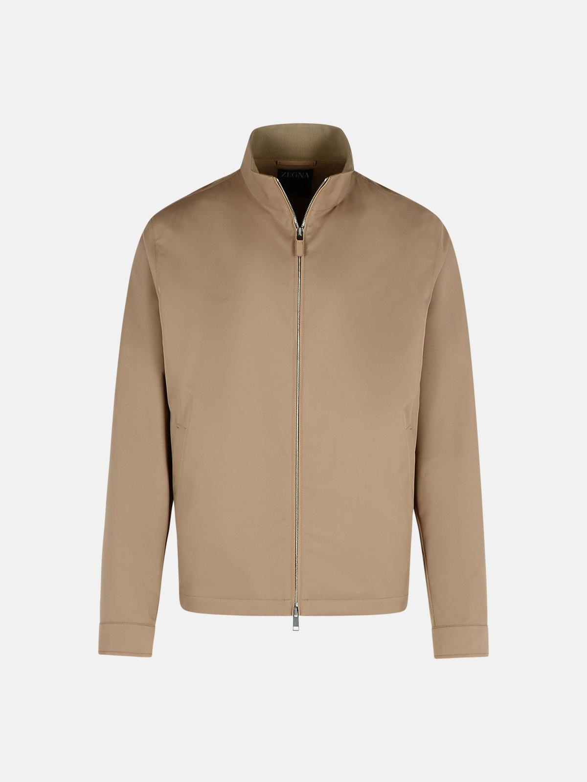 BEIGE POLYESTER BOMBER JACKET - 1