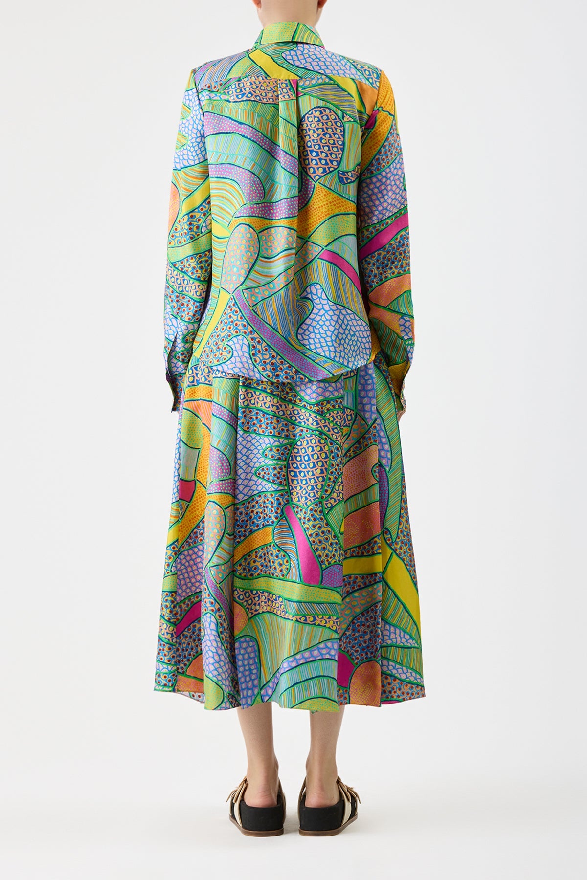 Henri Blouse in Multicolor Printed Silk - 4