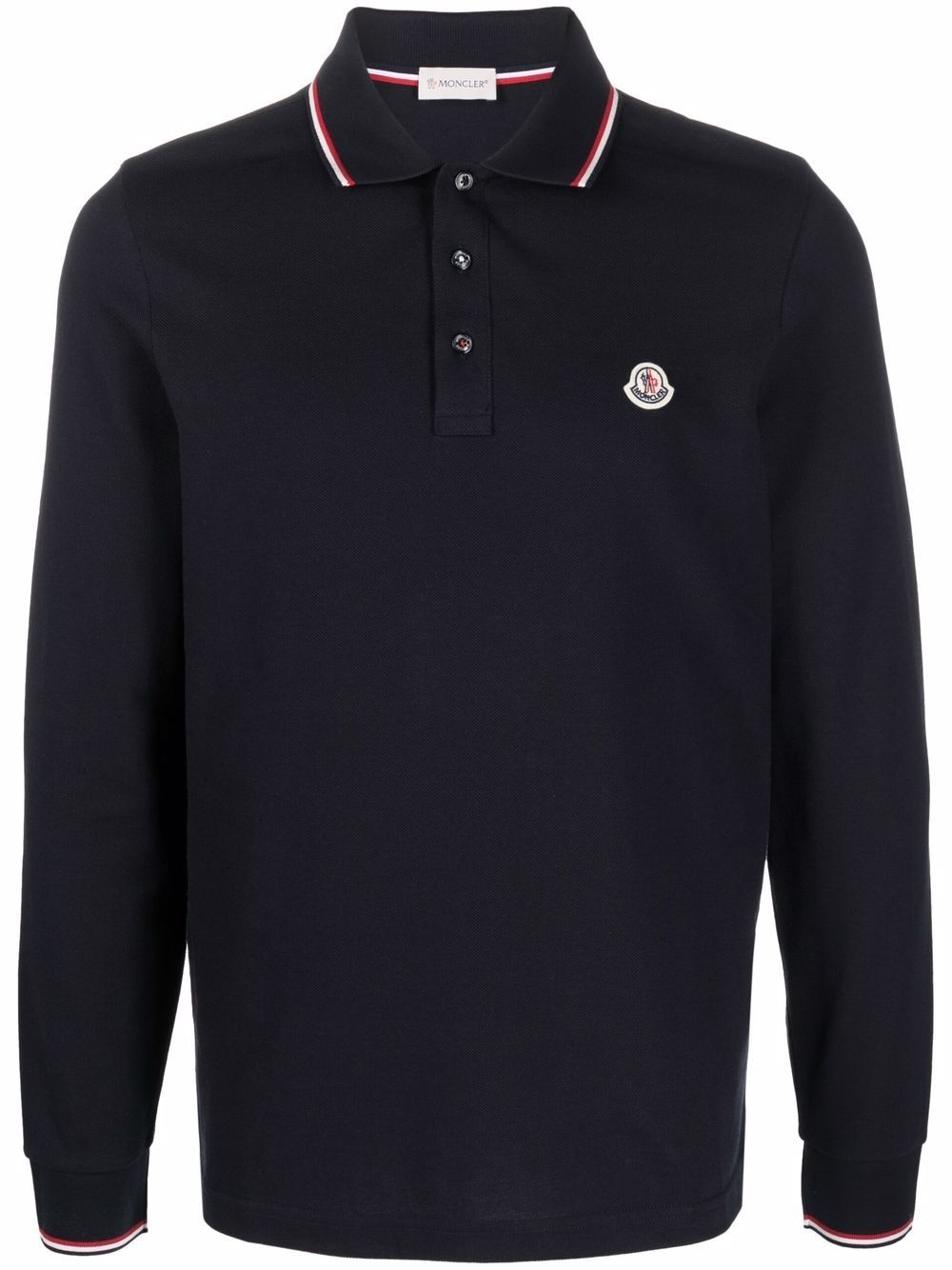 patch-detail long-sleeved polo shirt - 1