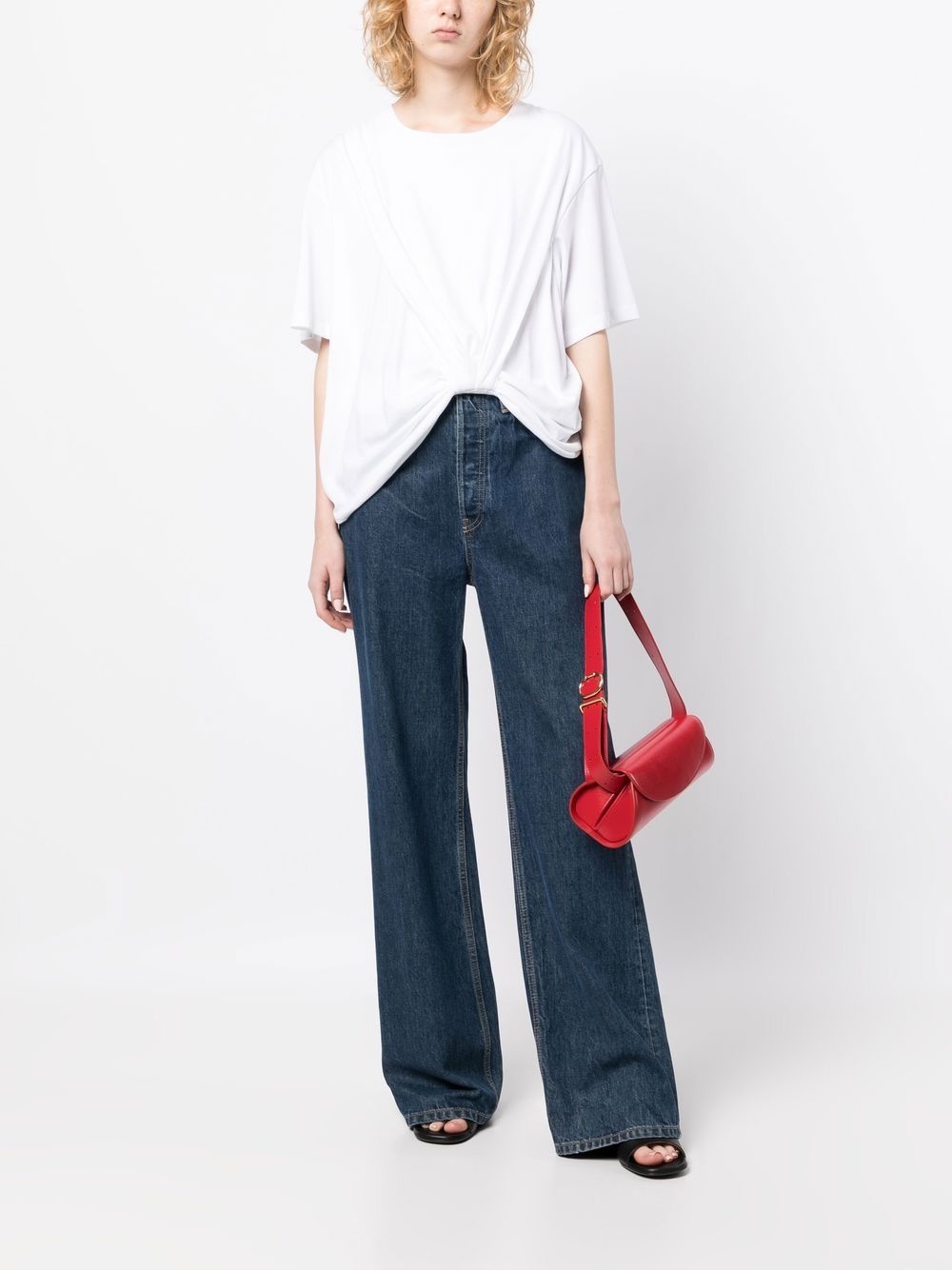 drape-detail cotton T-shirt - 2