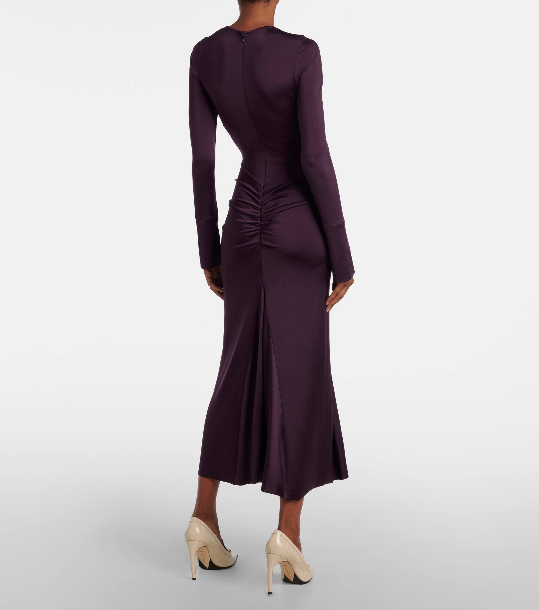 Gathered jersey midi dress - 3
