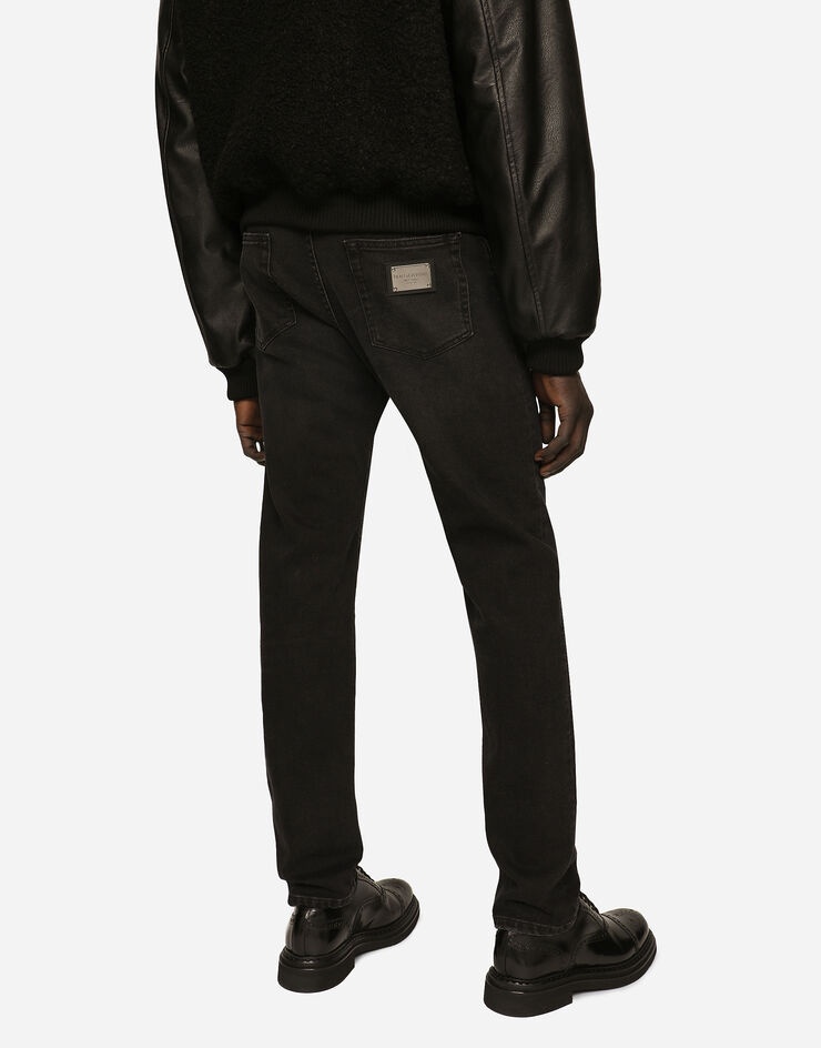 Slim fit stretch denim jeans with subtle abrasions - 4