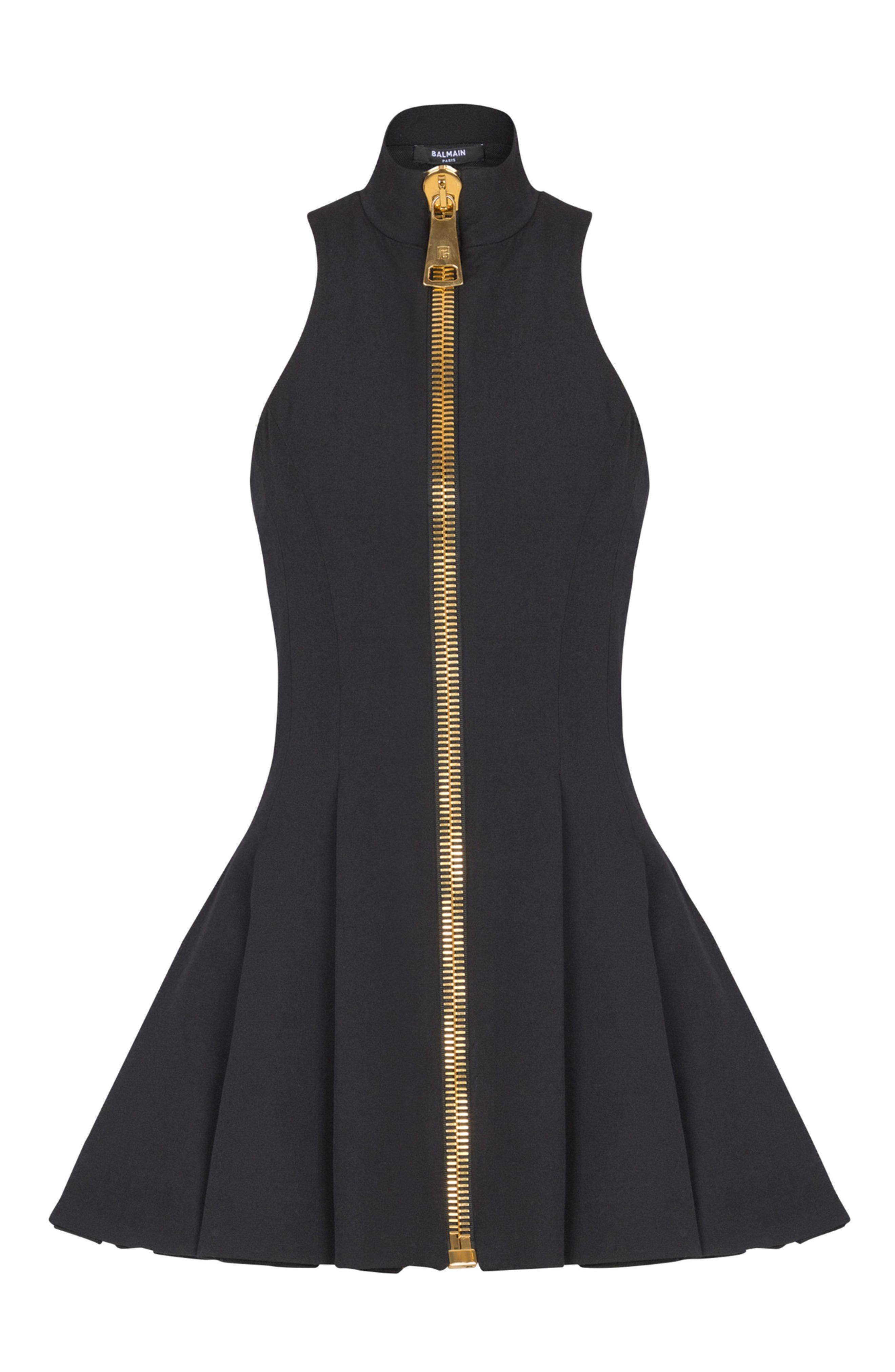 Balmain Short halterneck dress in grain de poudre wool in Black at Nordstrom - 1