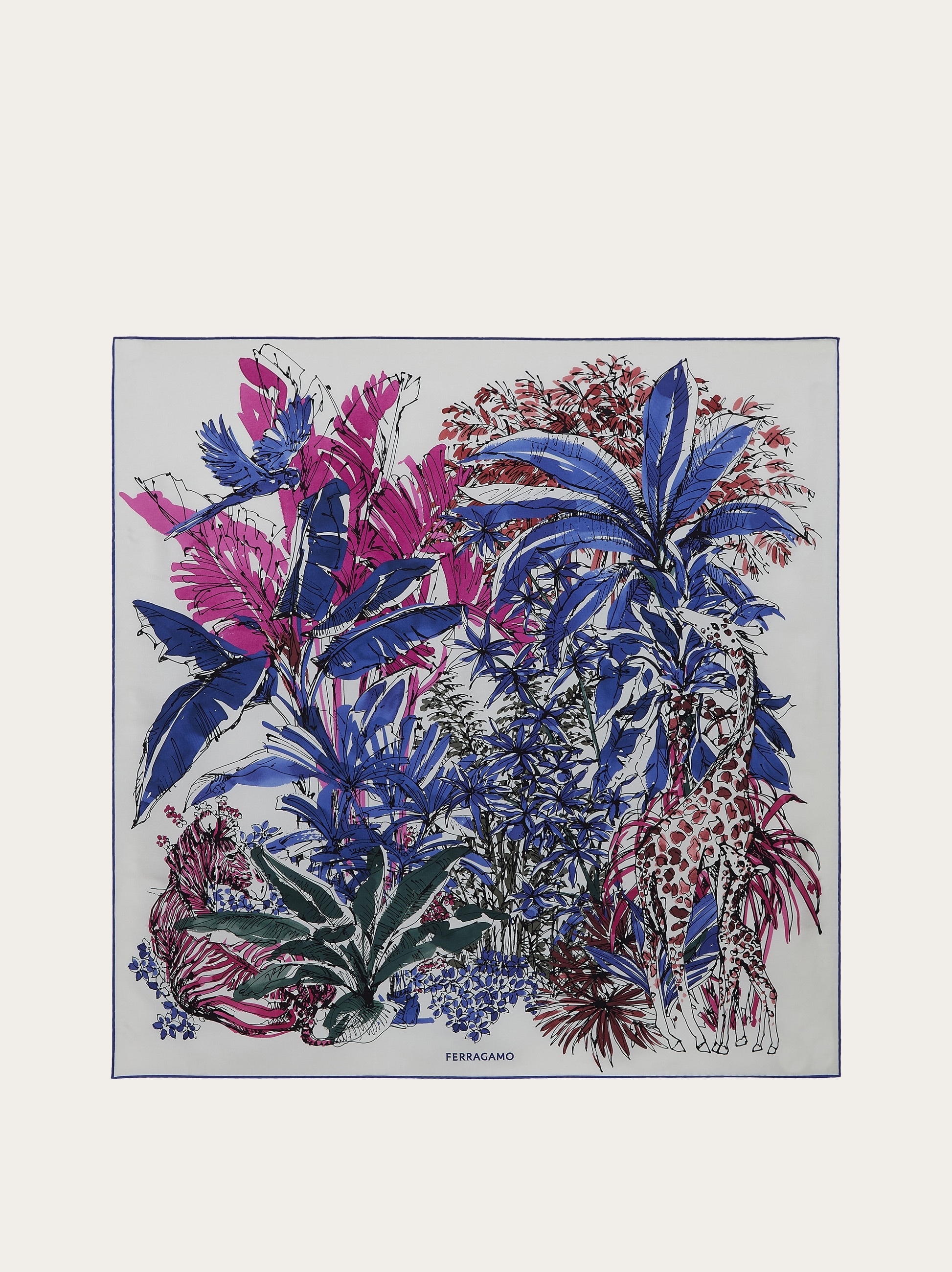 Jungle print silk foulard - 1