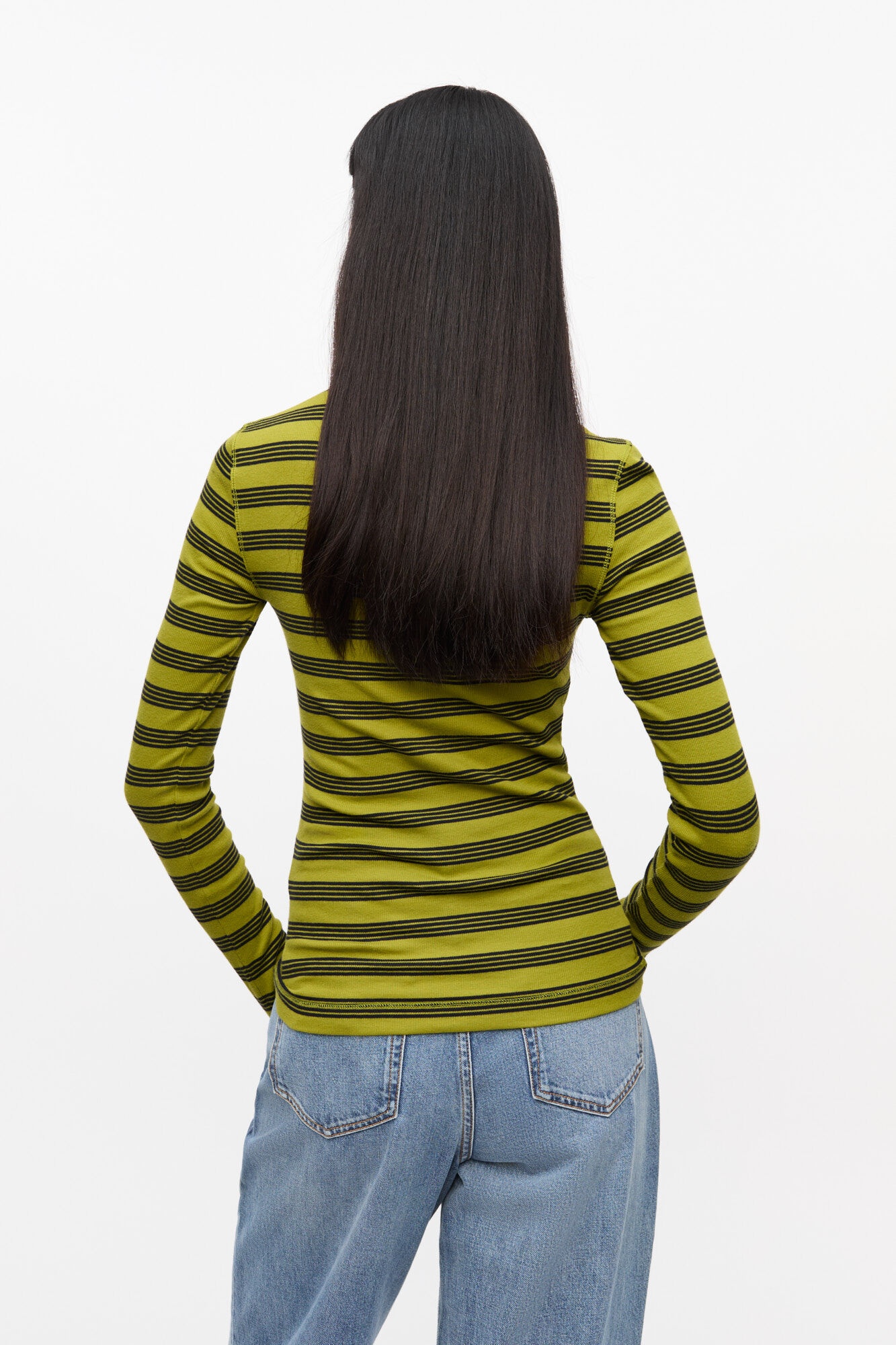 STRIPED SOFT COTTON RIB LONG SLEEVE T-SHIRT - 3