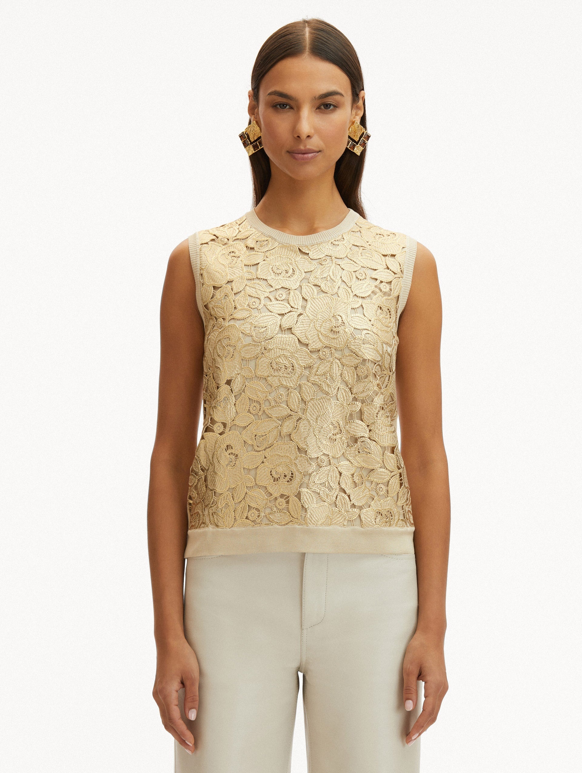 GOLD FOIL ENGLISH ROSE INSET TANK - 2