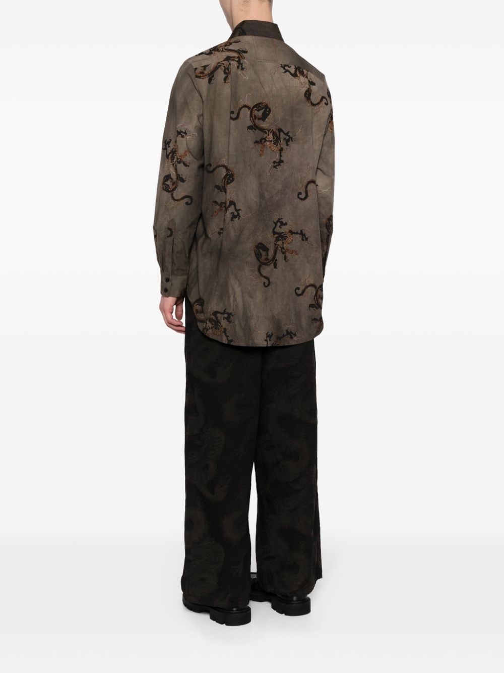 dragon-print long-sleeved shirt - 4