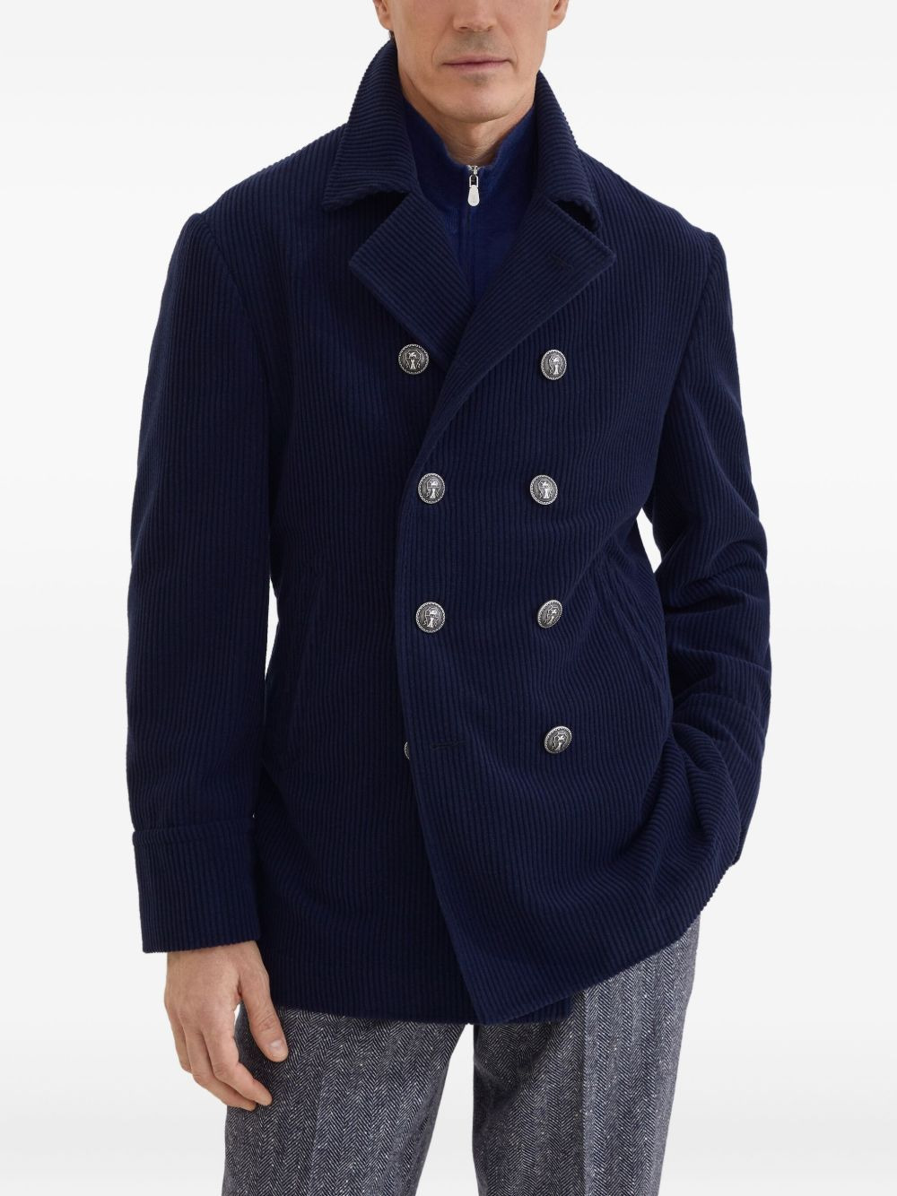 corduroy double-breasted jacket - 3
