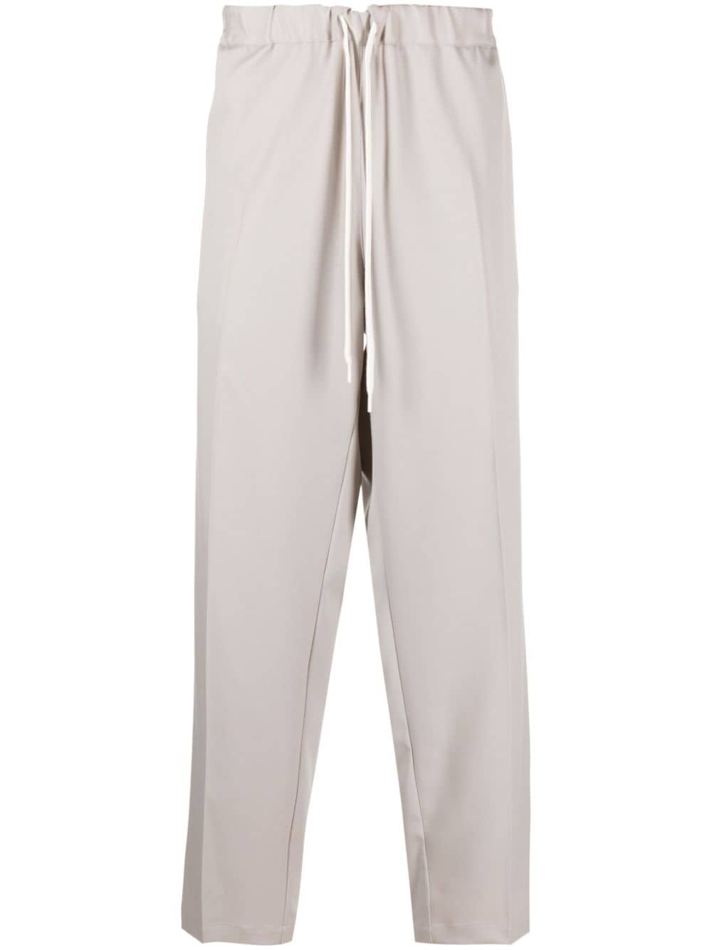pressed-crease twill wide-leg trousers - 1
