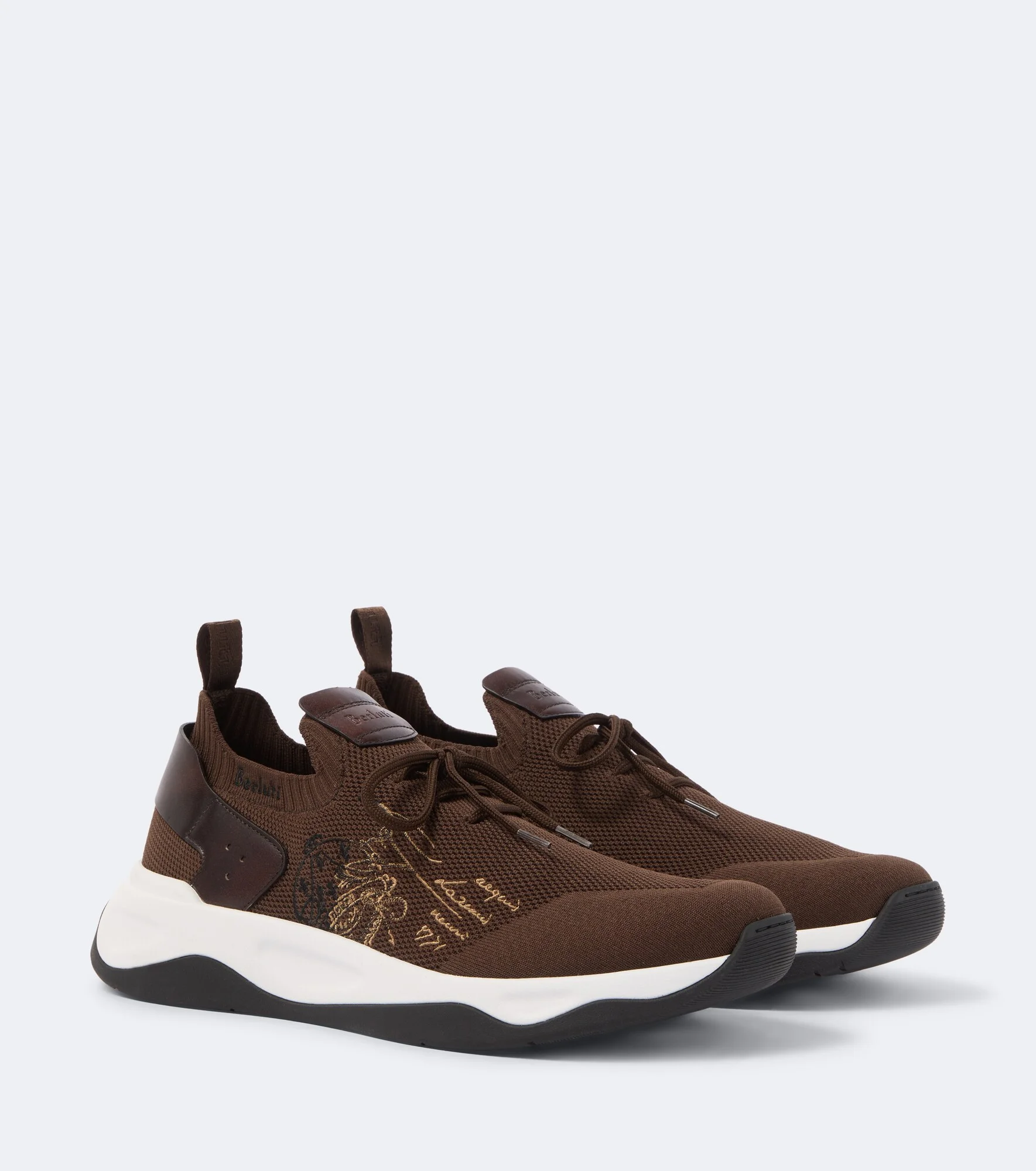 Shadow leather-trimmed knitted sneakers - 1
