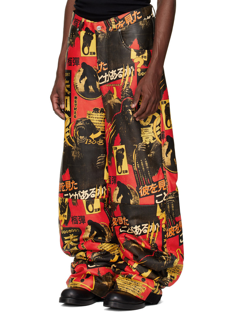 LU'U DAN SSENSE Exclusive Black & Red Stacked Leather Snow Pants outlook