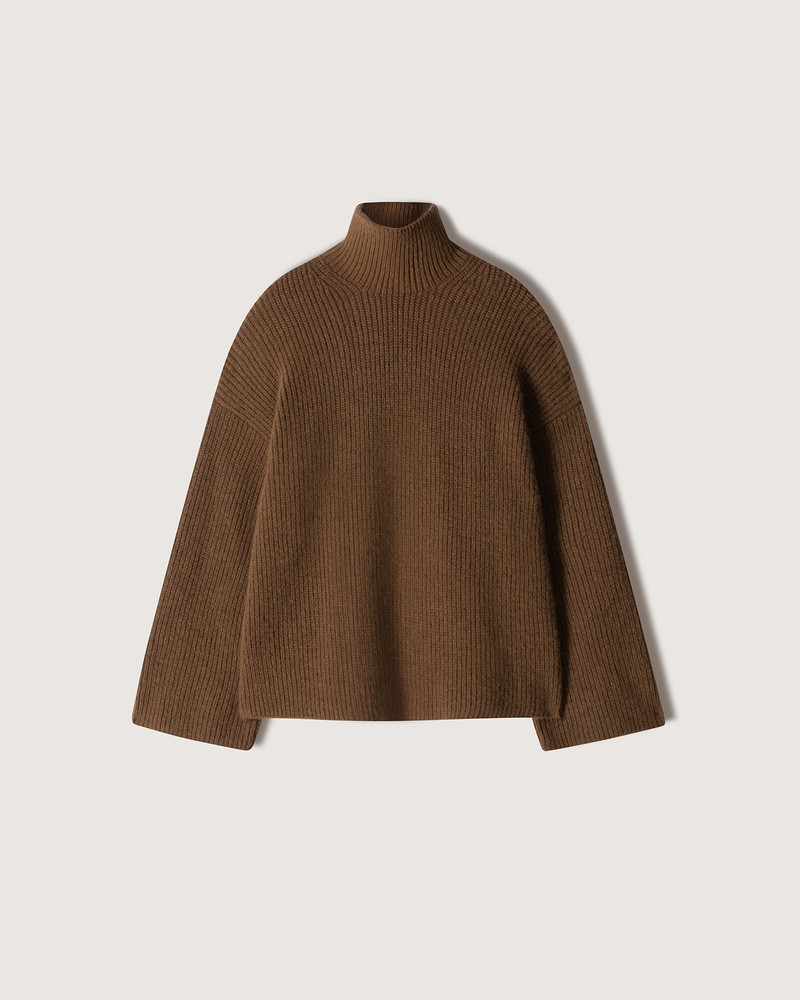 YANA - Ribbed alpaca turtleneck sweater - Camel 1