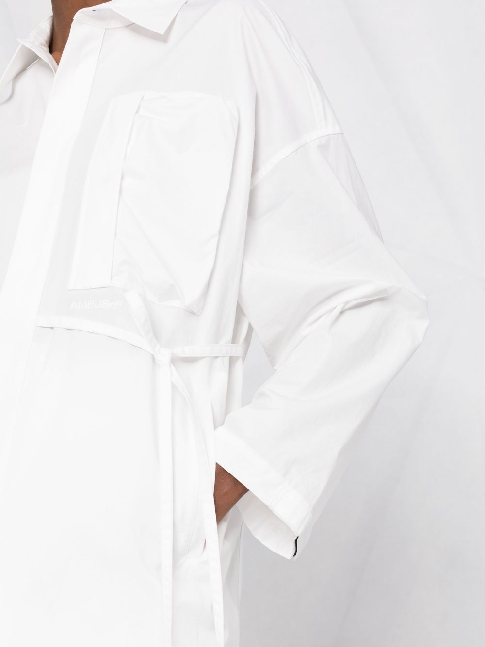 oversized waist-tie shirt dress - 3